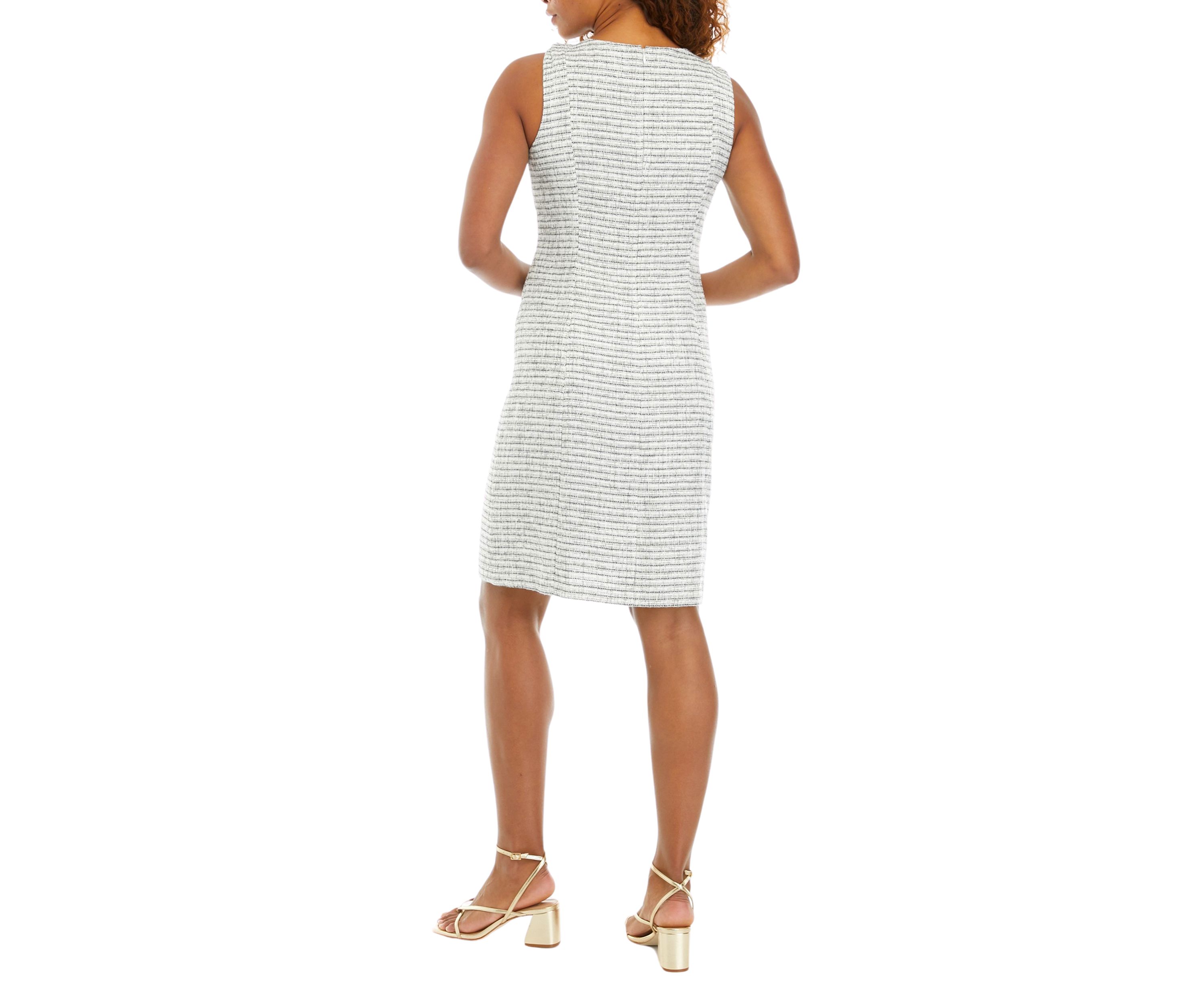 Womens Tweed Dress with Fringe Seams