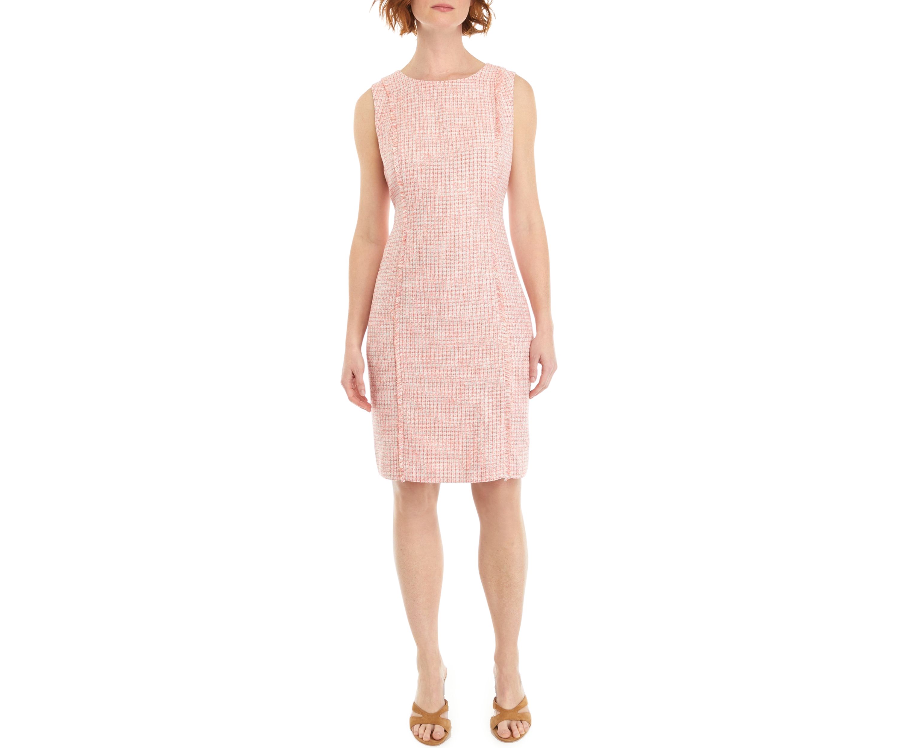 Womens Tweed Dress with Fringe Seams