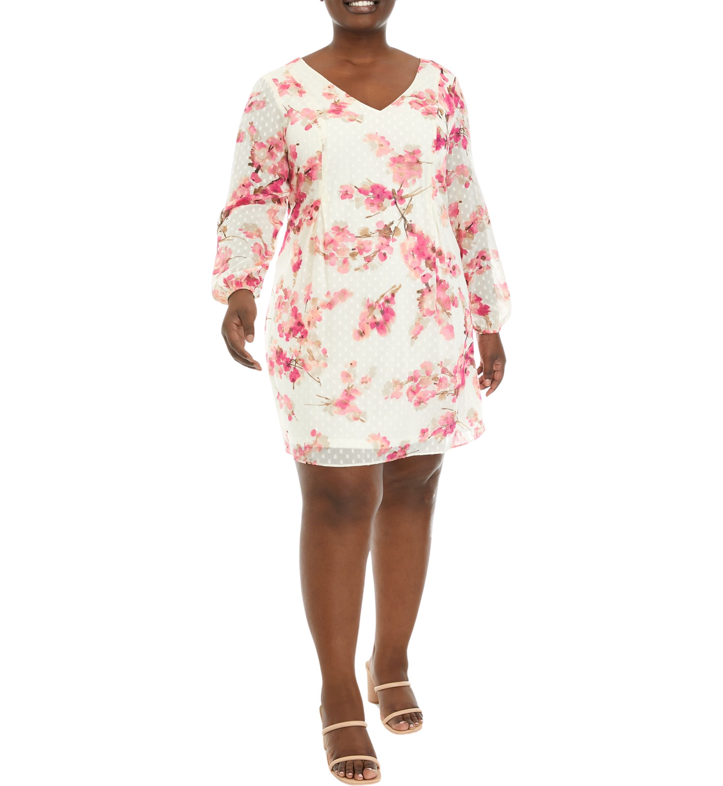 Plus Size Floral Print Tie Back Dress