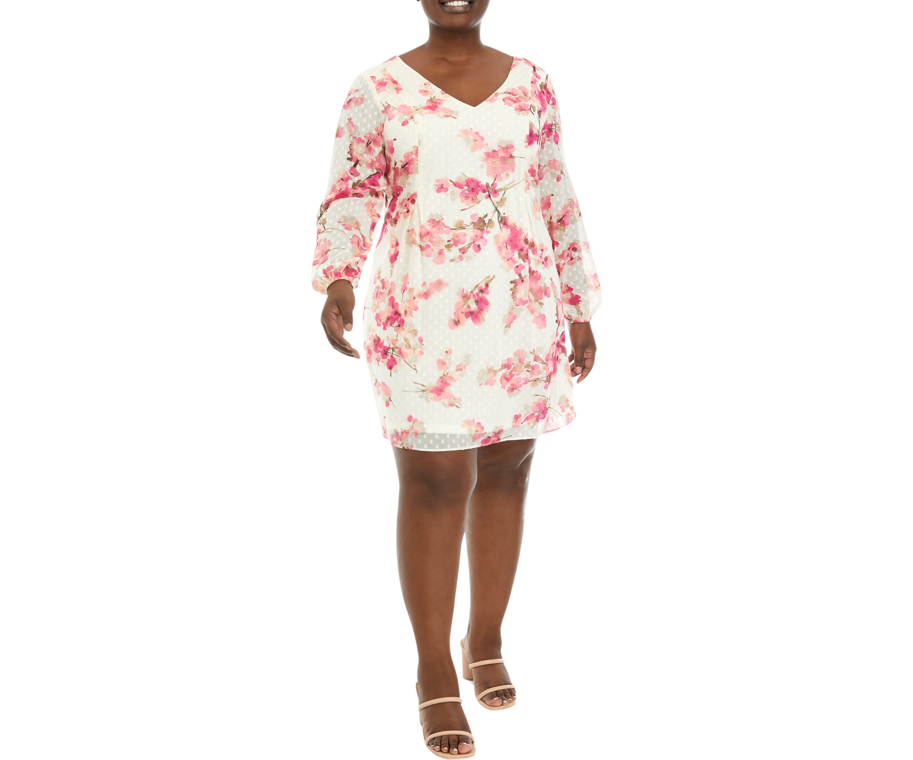 Plus Size Floral Print Tie Back Dress