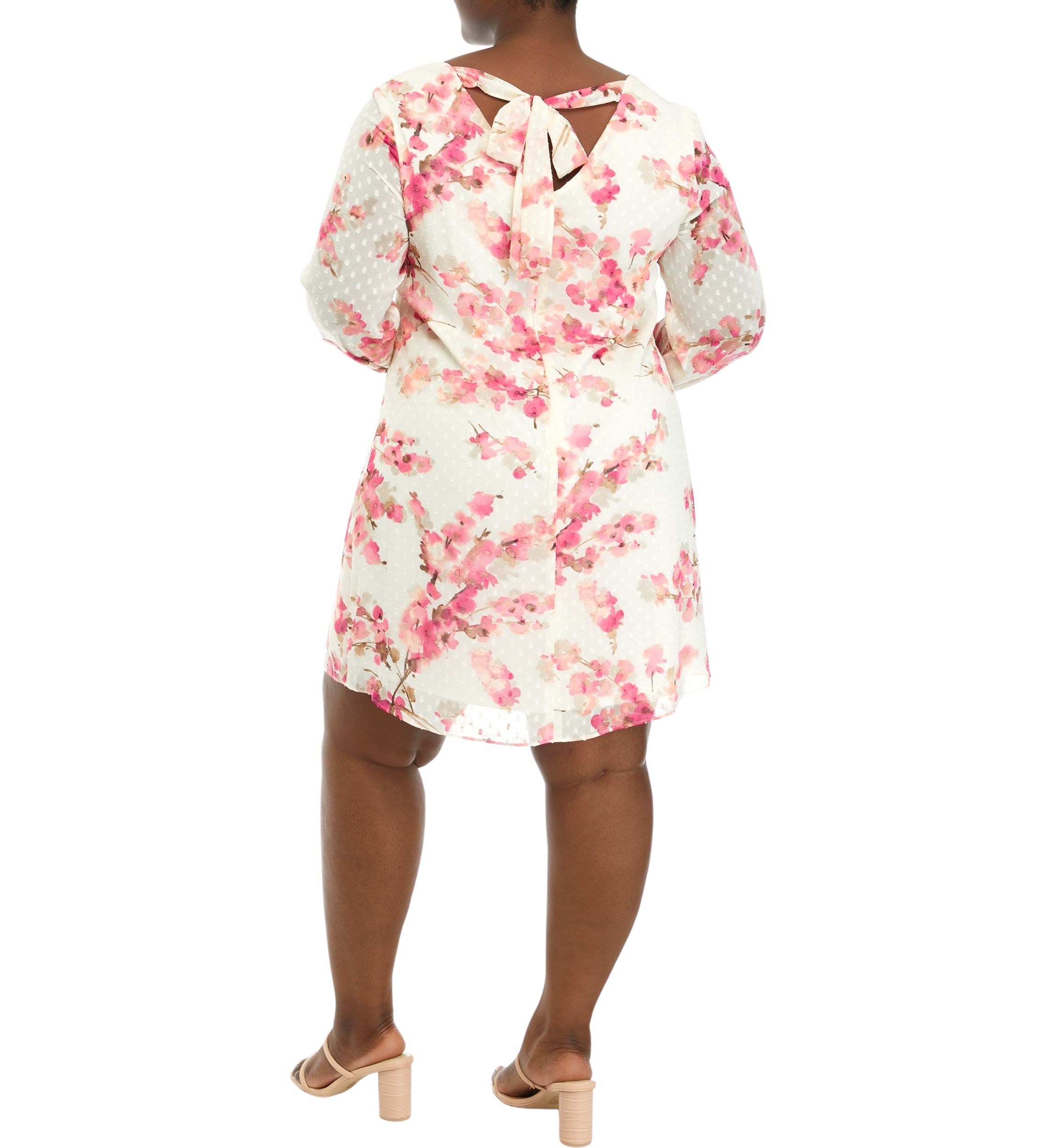Plus Size Floral Print Tie Back Dress