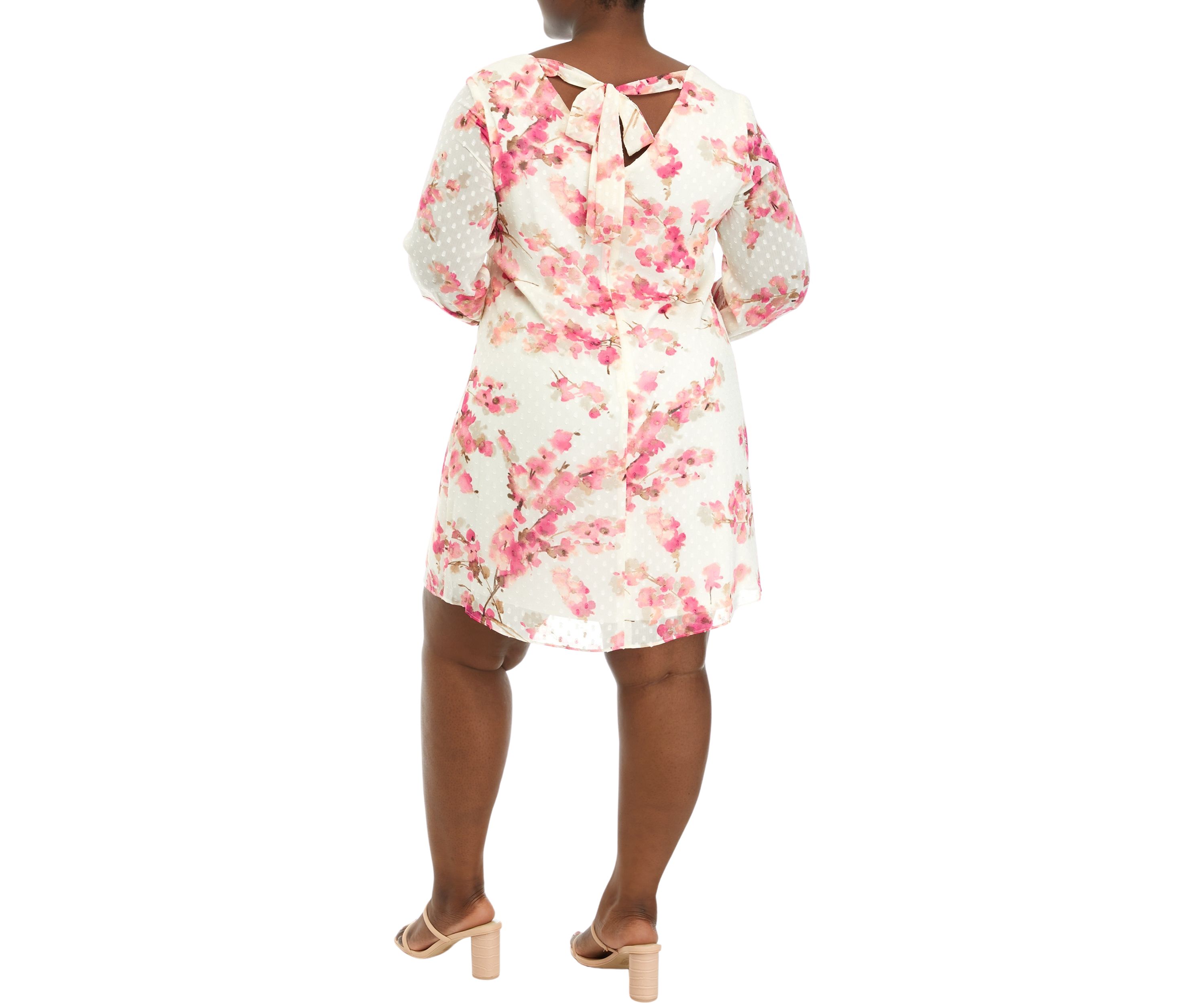 Plus Size Floral Print Tie Back Dress