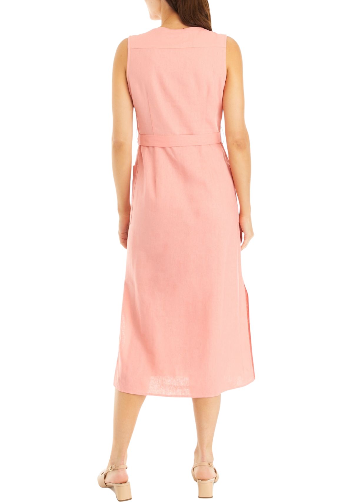 Womens Sleeveless Pocket Detail Shirtdress