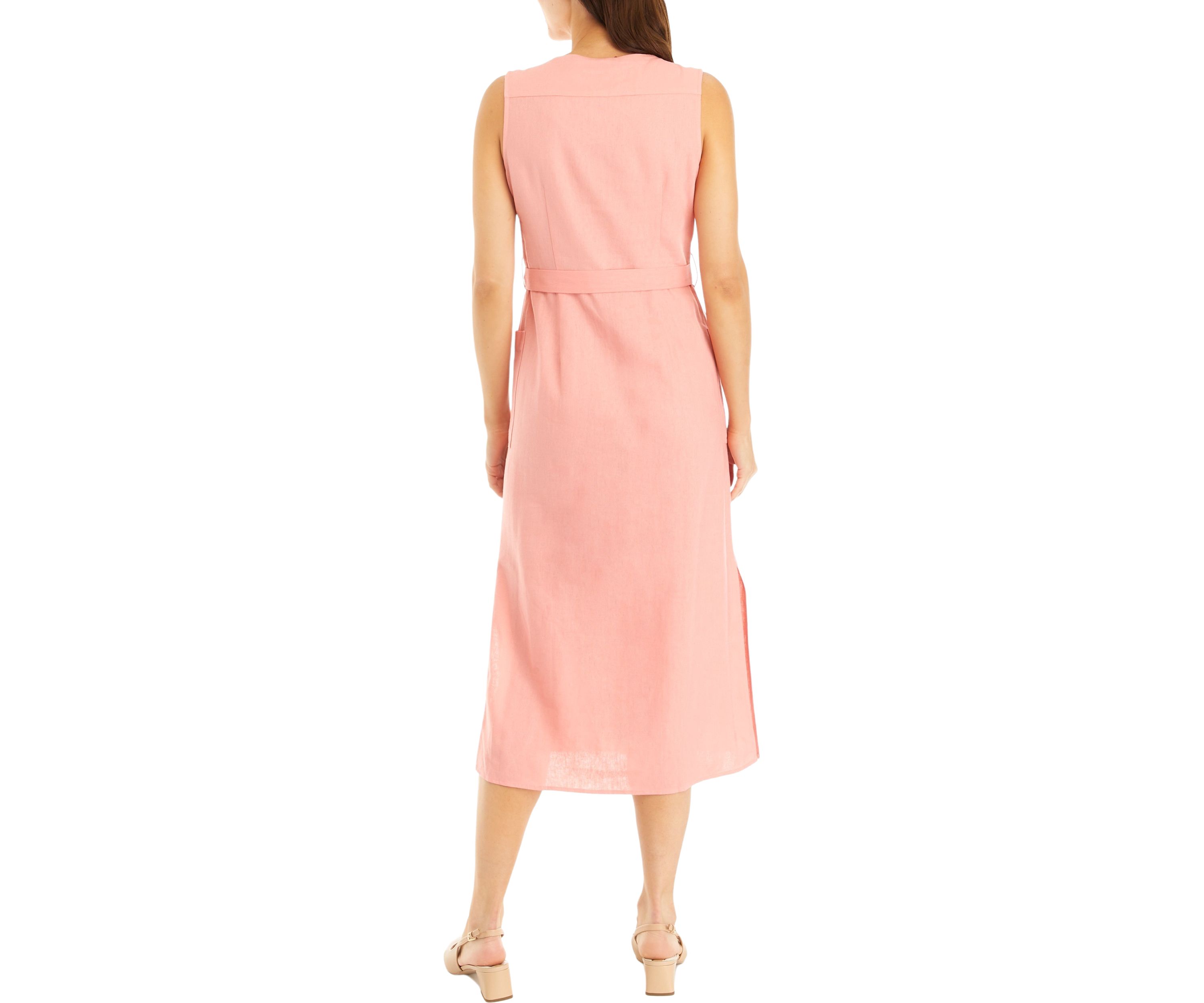 Womens Sleeveless Pocket Detail Shirtdress