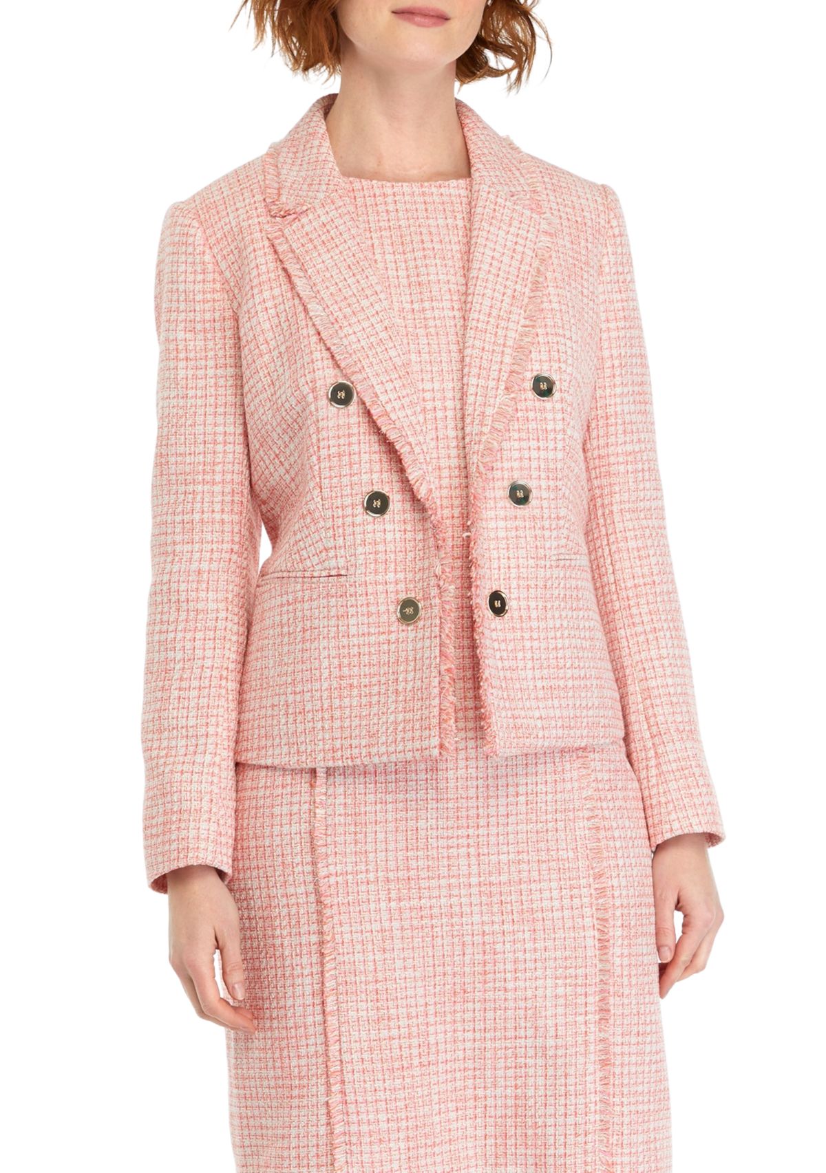 ルミニョン Papillon tweed fringe jacket ピンク アウター | Lumignon