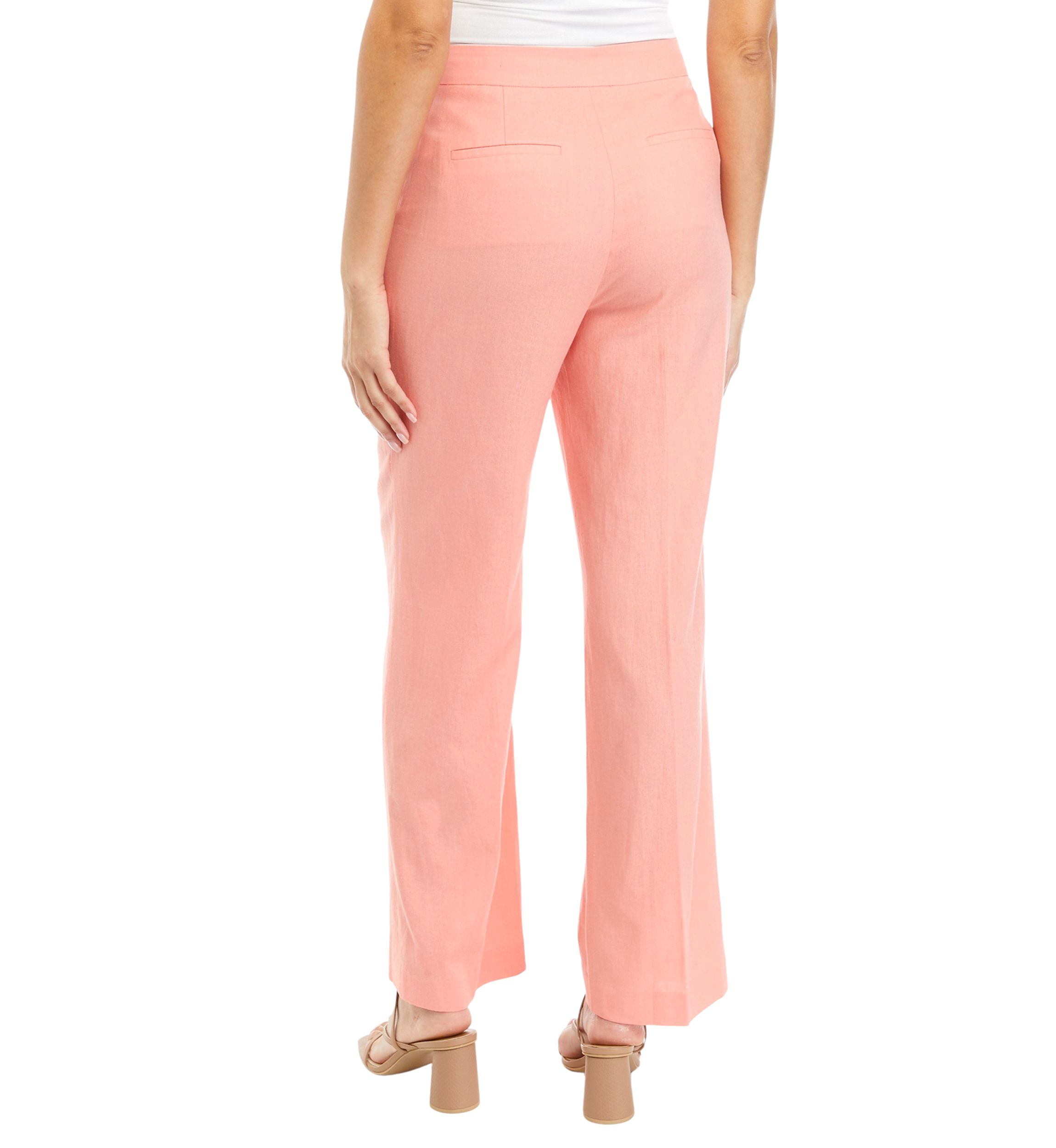 Womens Linen Pintuck Wide Leg Pants