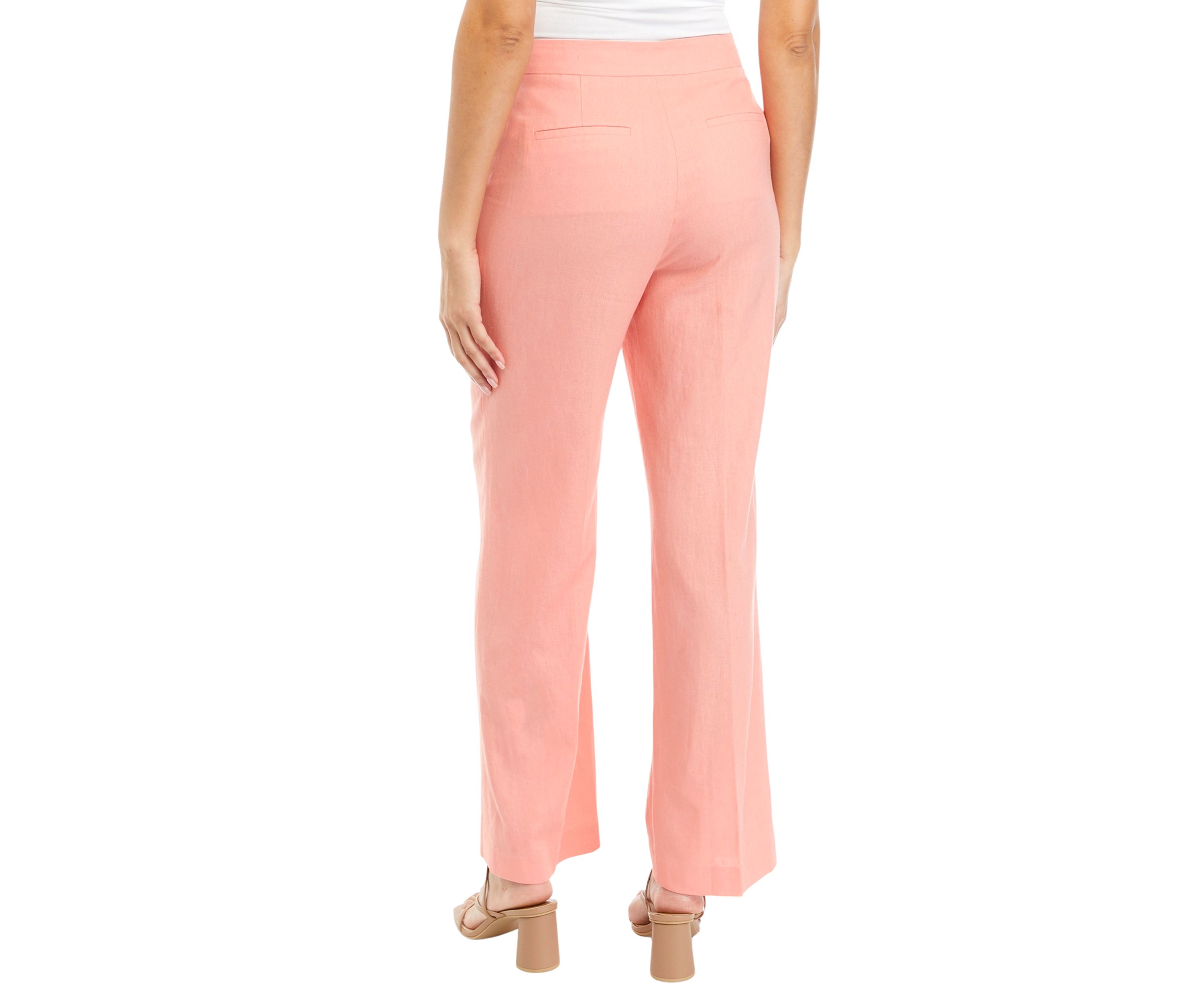 Womens Linen Pintuck Wide Leg Pants