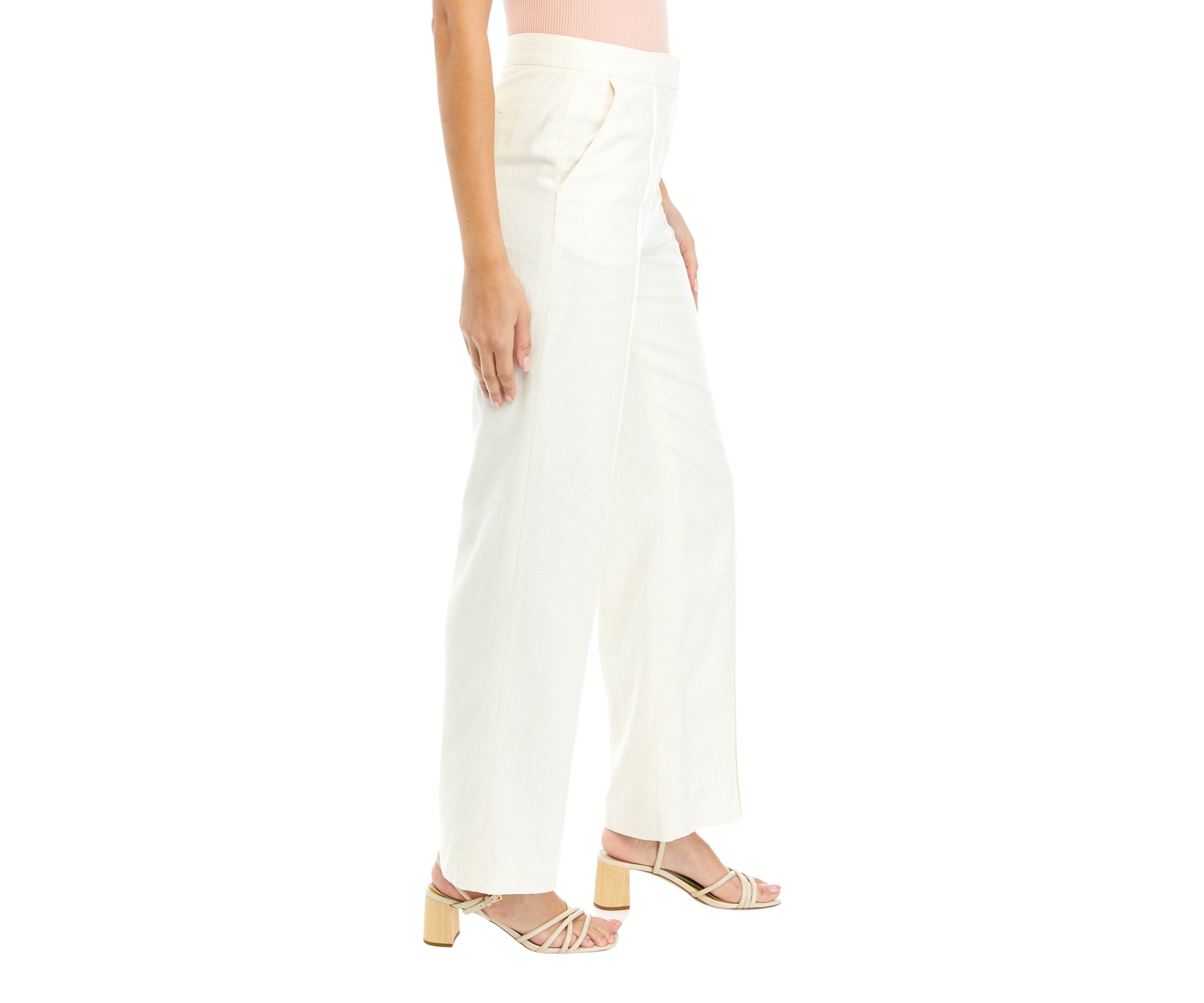 Womens Linen Pintuck Wide Leg Pants