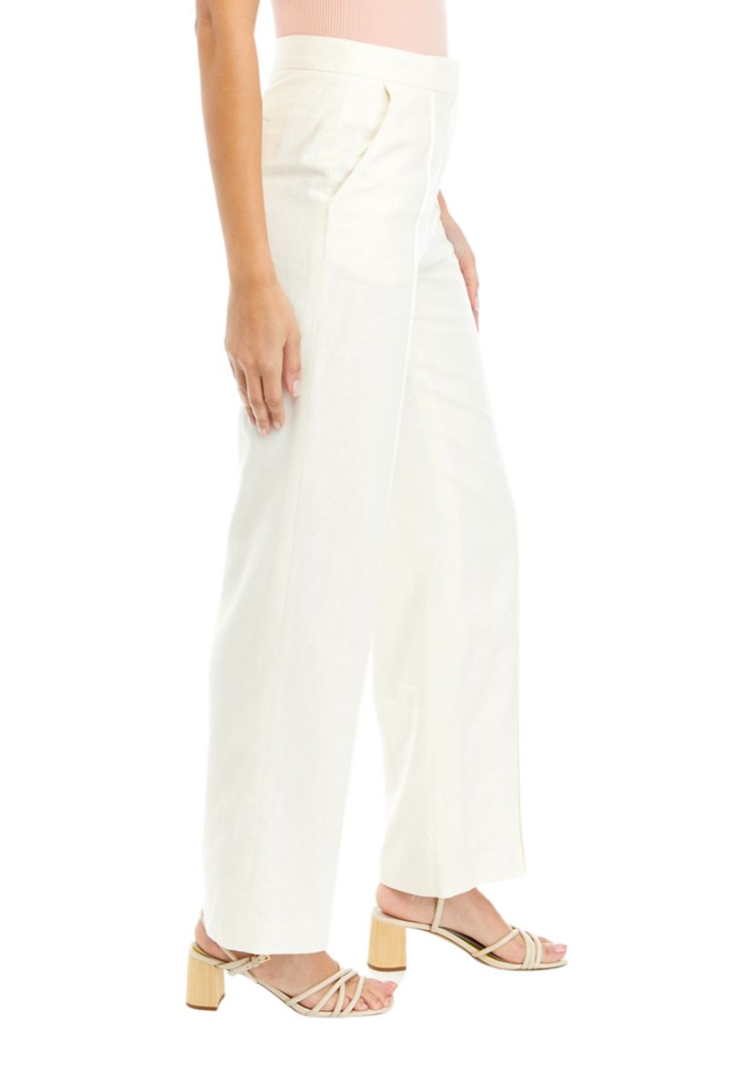 Womens Linen Pintuck Wide Leg Pants