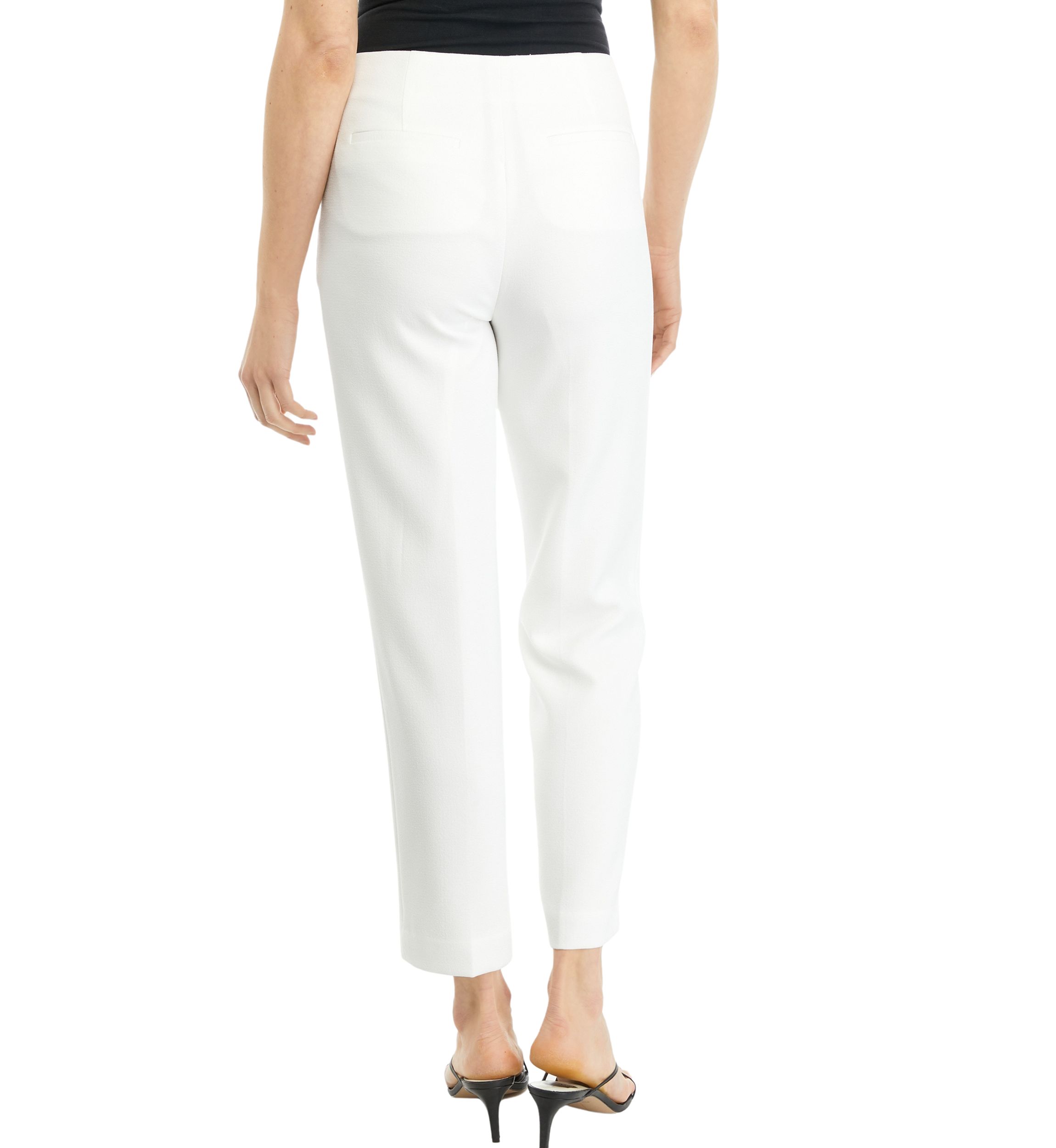 Womens Crepe Fly Front Slim Ankle Pants