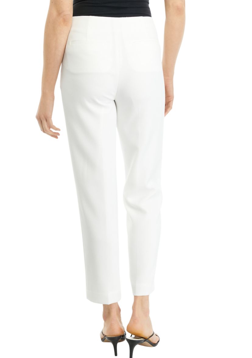 Womens Crepe Fly Front Slim Ankle Pants