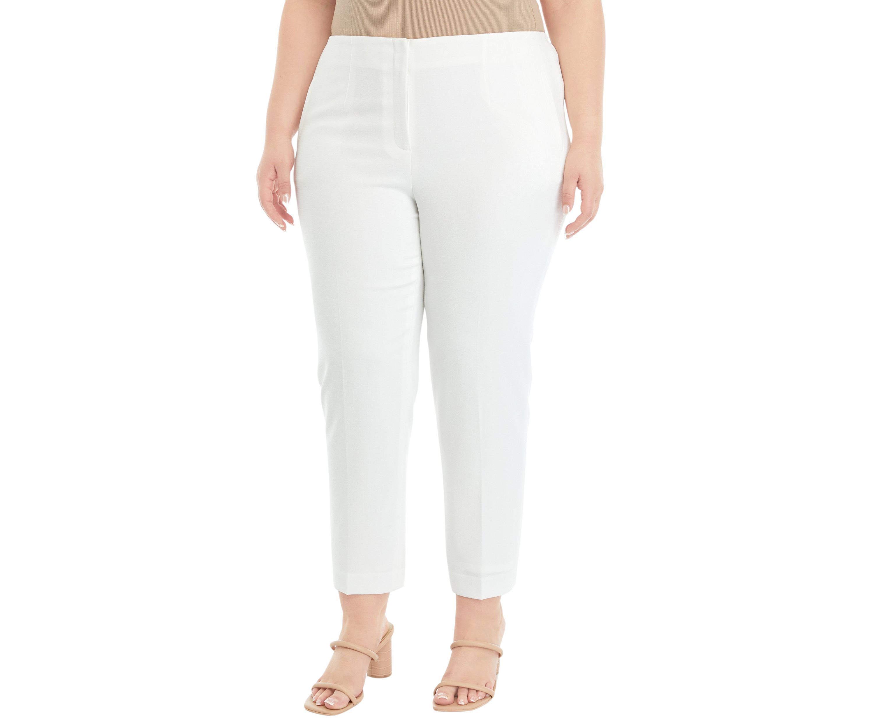 Plus Size Fly Front Ankle Pants