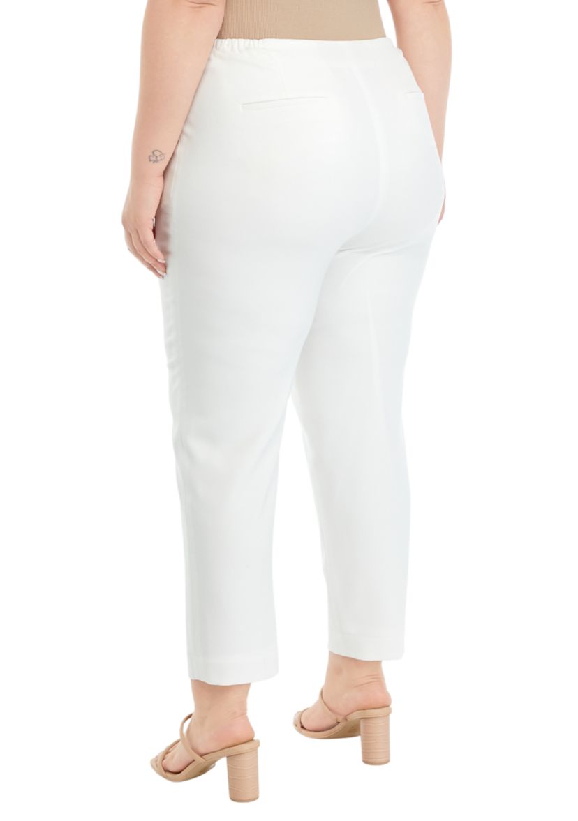 Plus Size Fly Front Ankle Pants