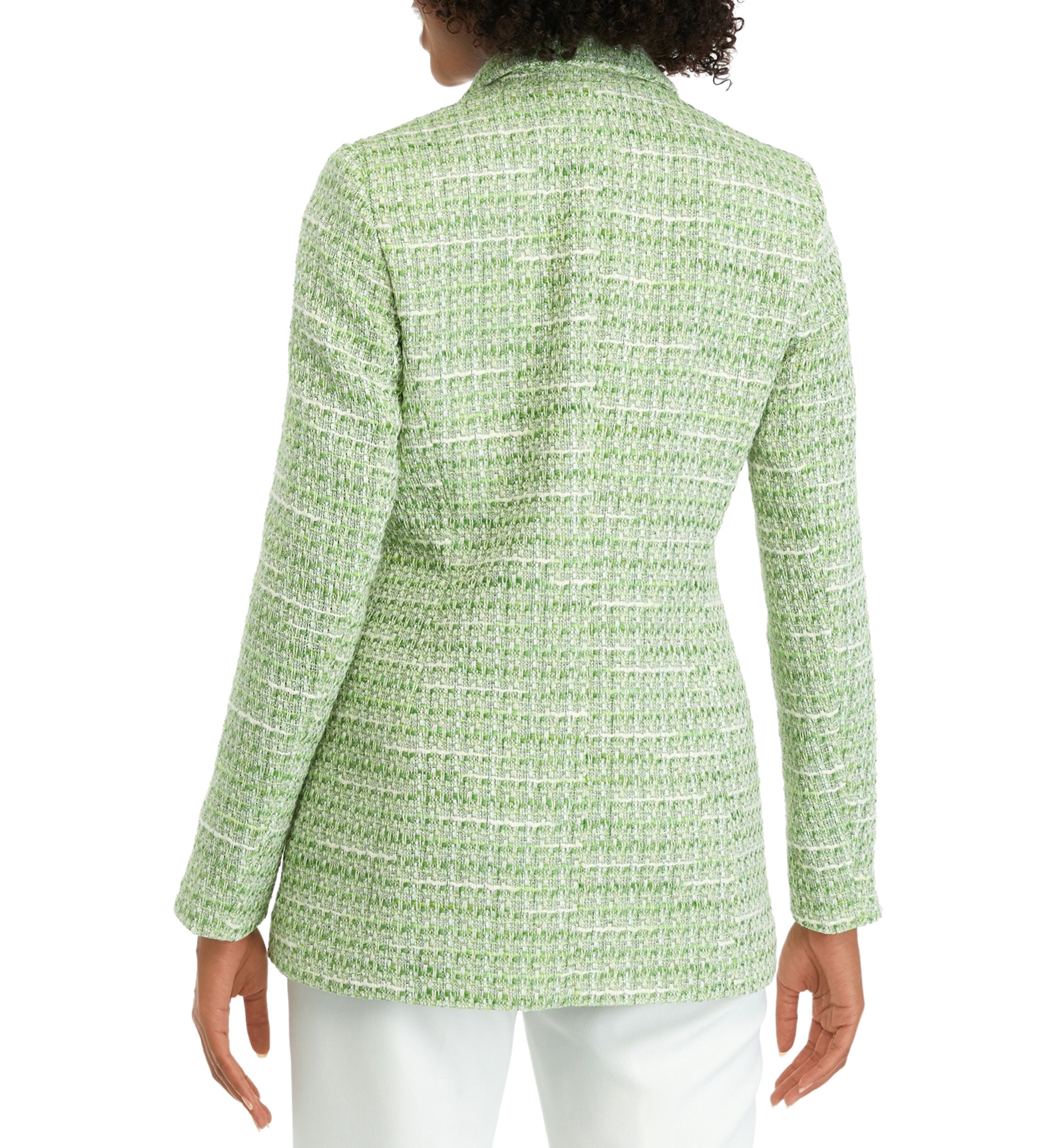 Womens Four Button Notch Collar Tweed Jacket