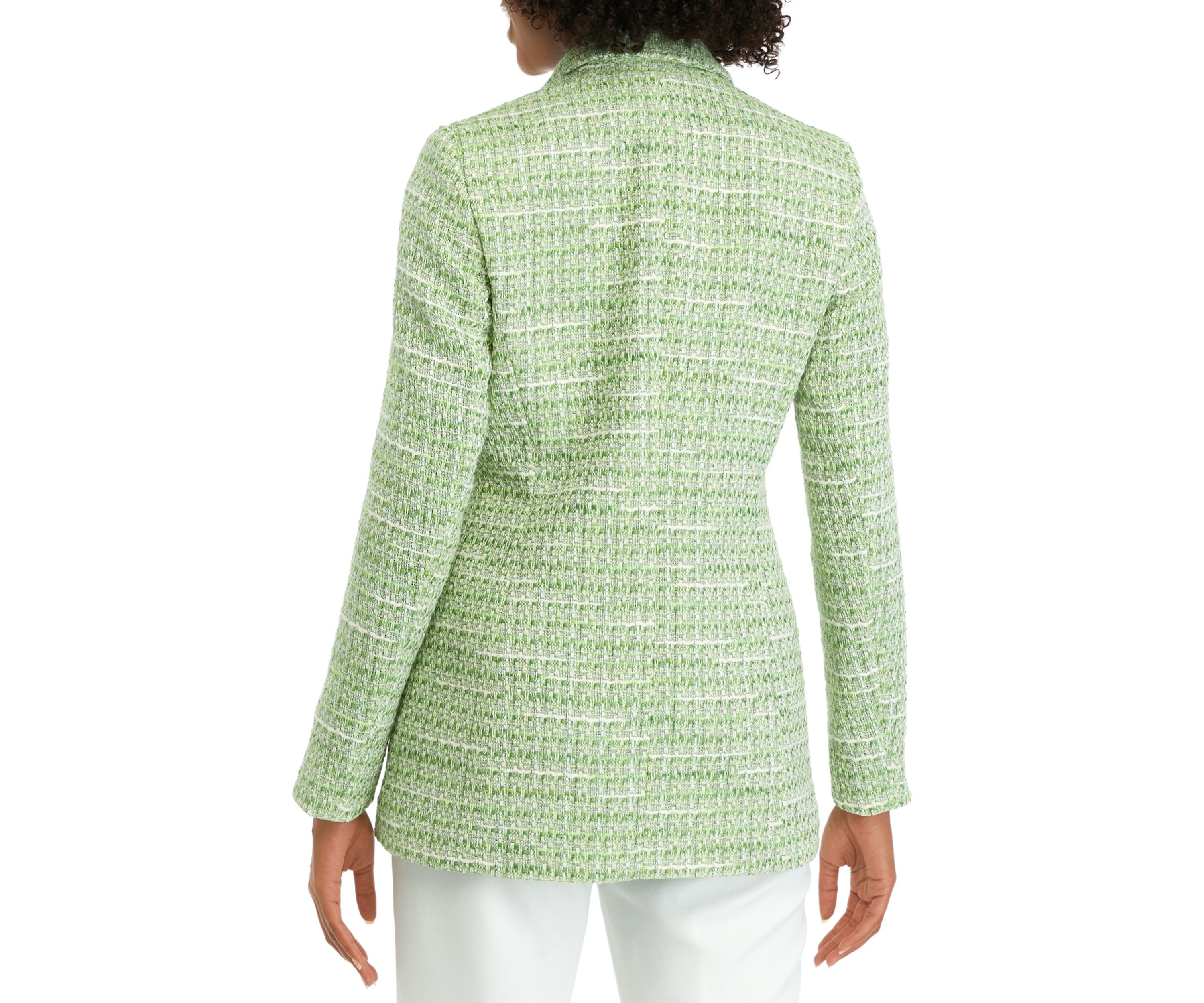 Womens Four Button Notch Collar Tweed Jacket