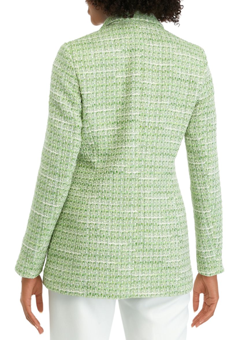 Womens Four Button Notch Collar Tweed Jacket