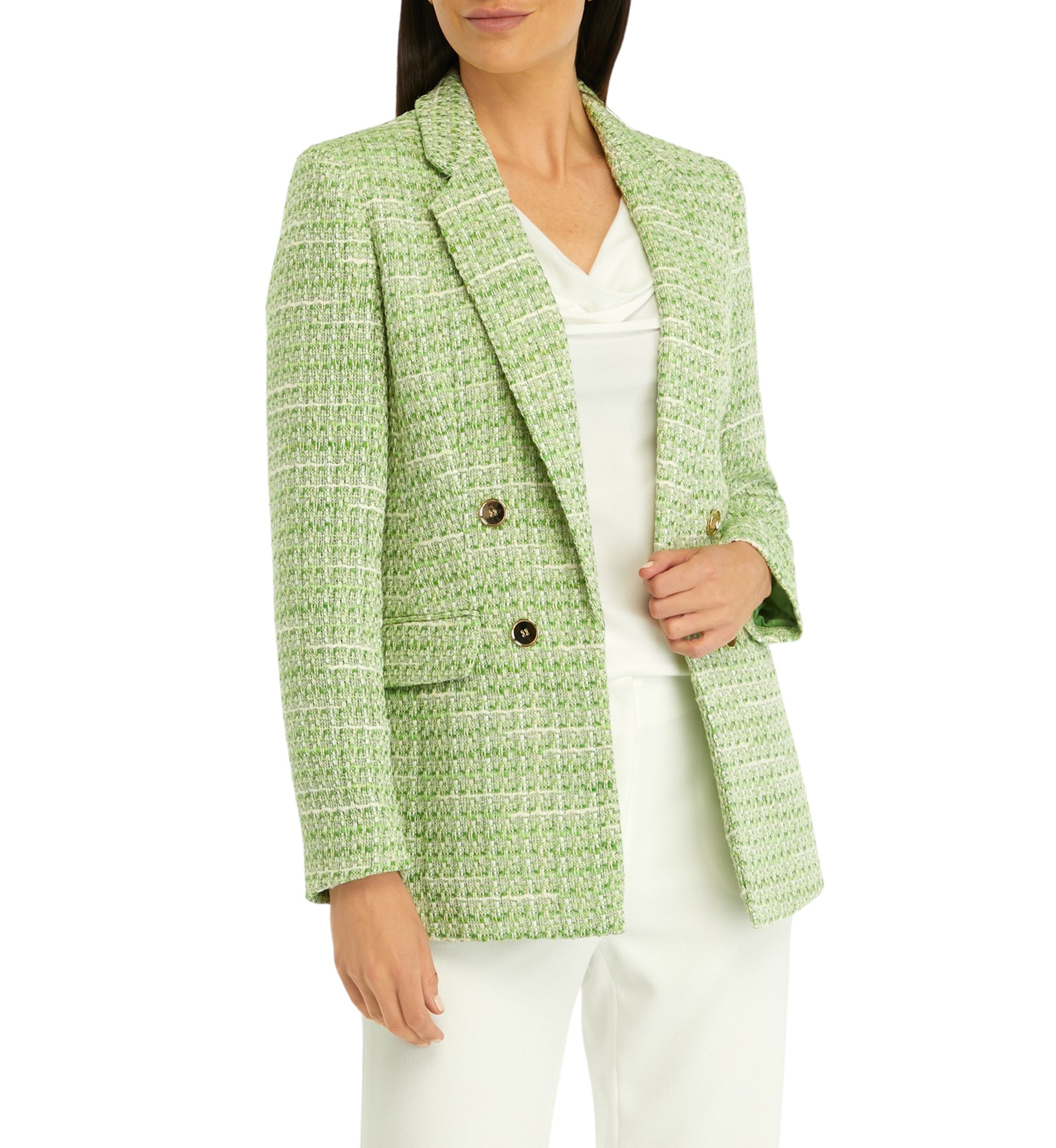 Petite Tweed Faux Double Breasted Jacket