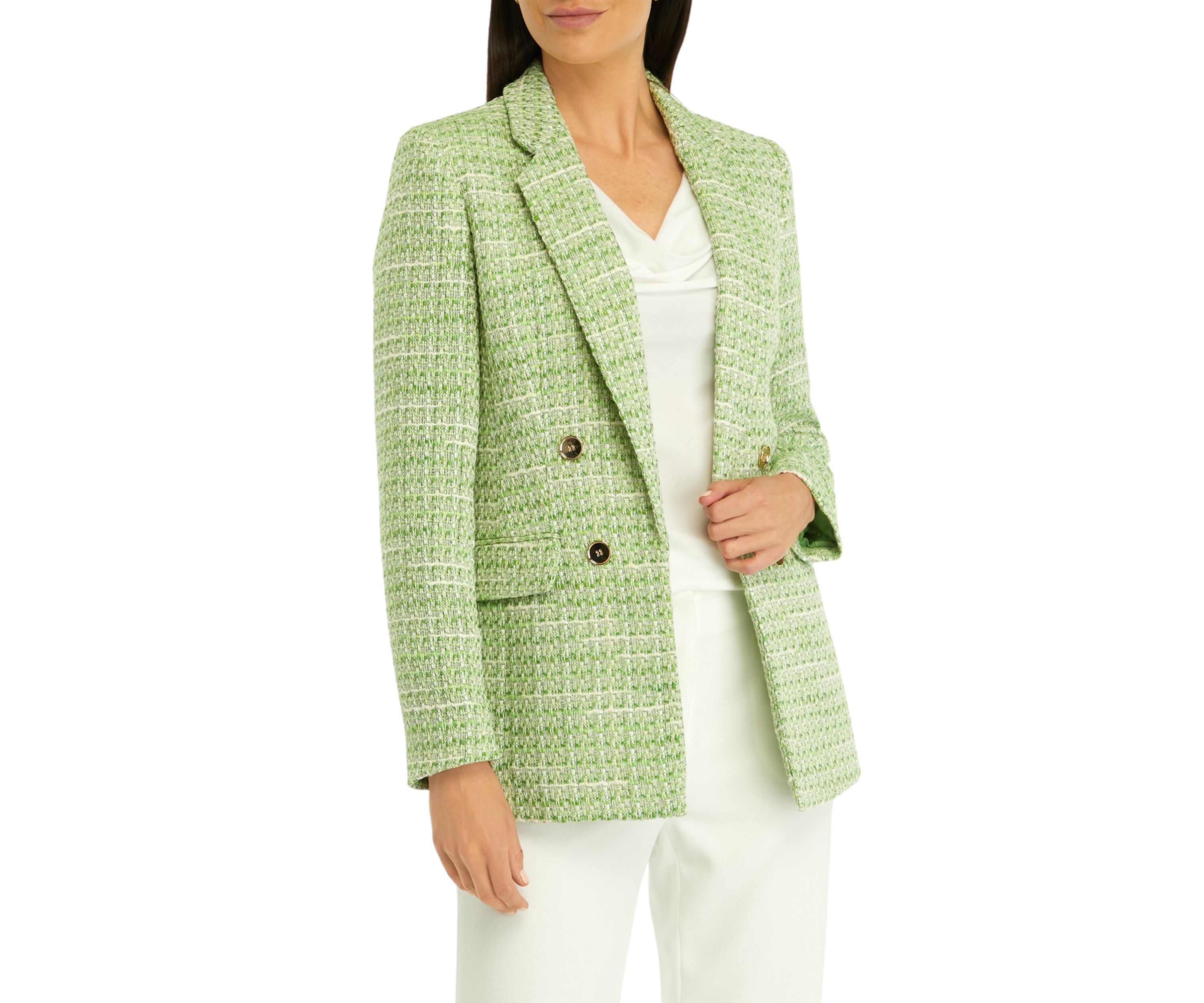 Petite Tweed Faux Double Breasted Jacket