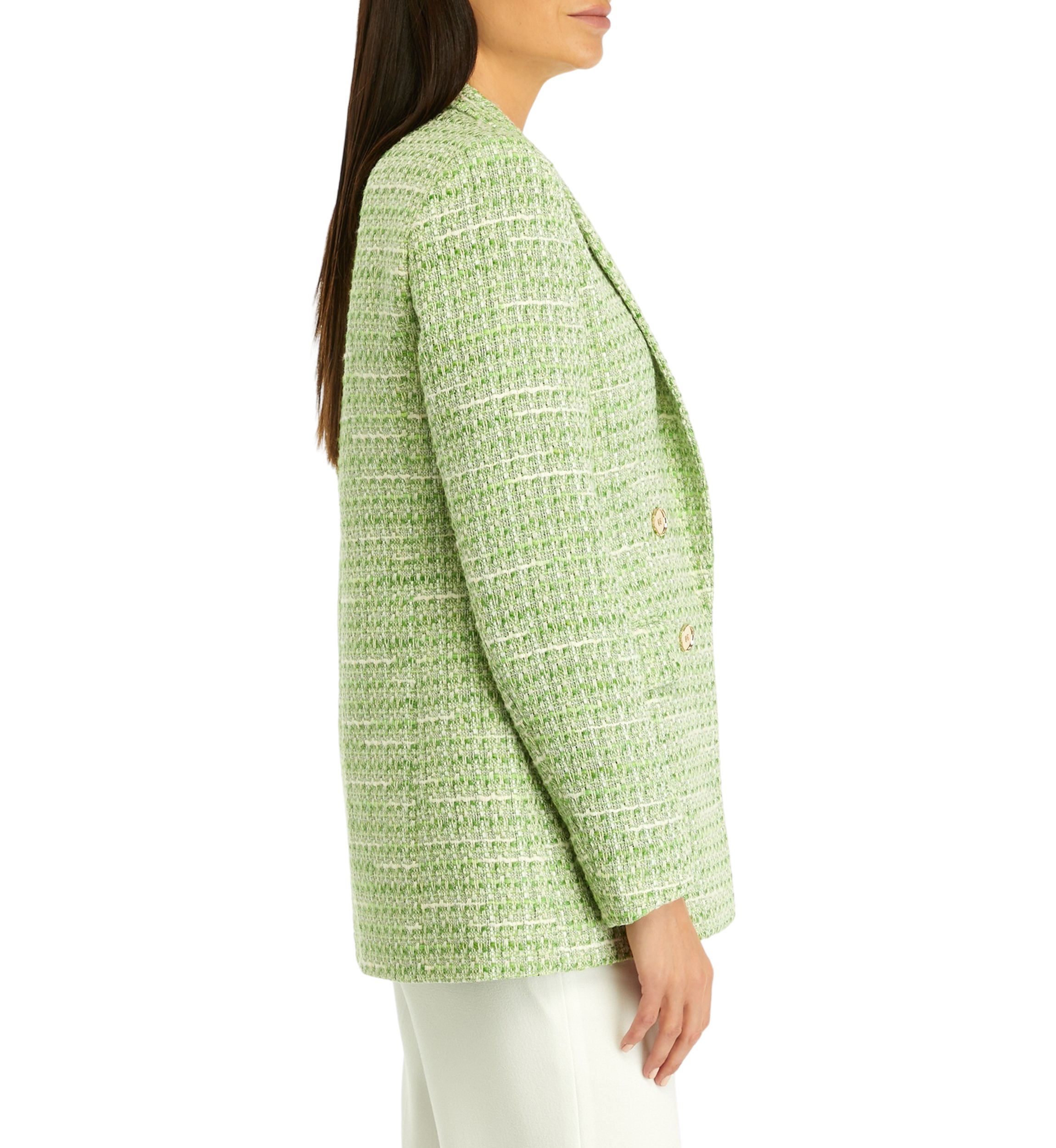 Petite Tweed Faux Double Breasted Jacket