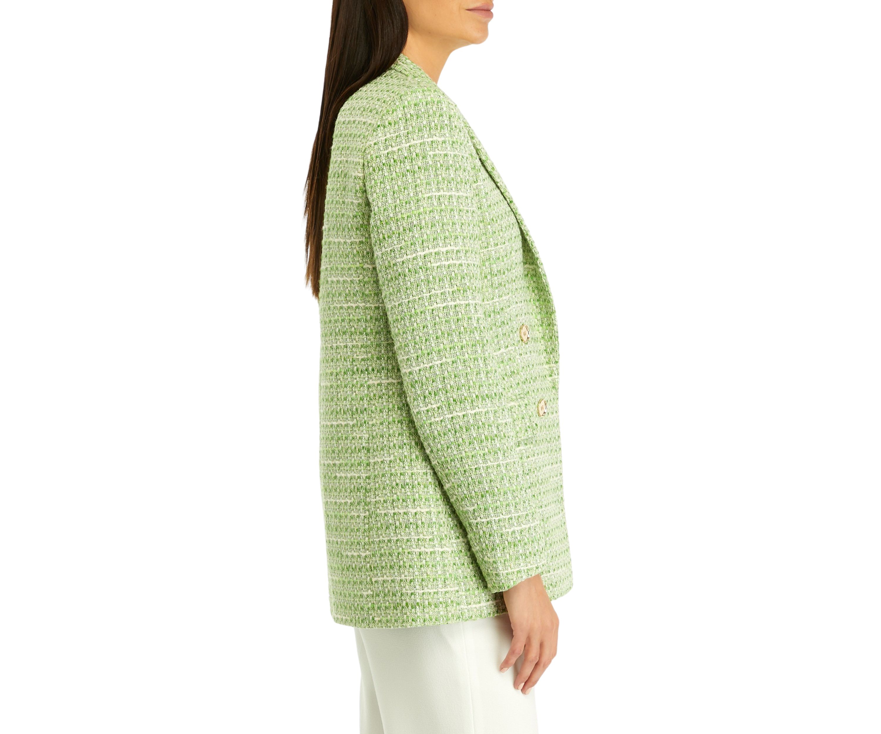 Petite Tweed Faux Double Breasted Jacket