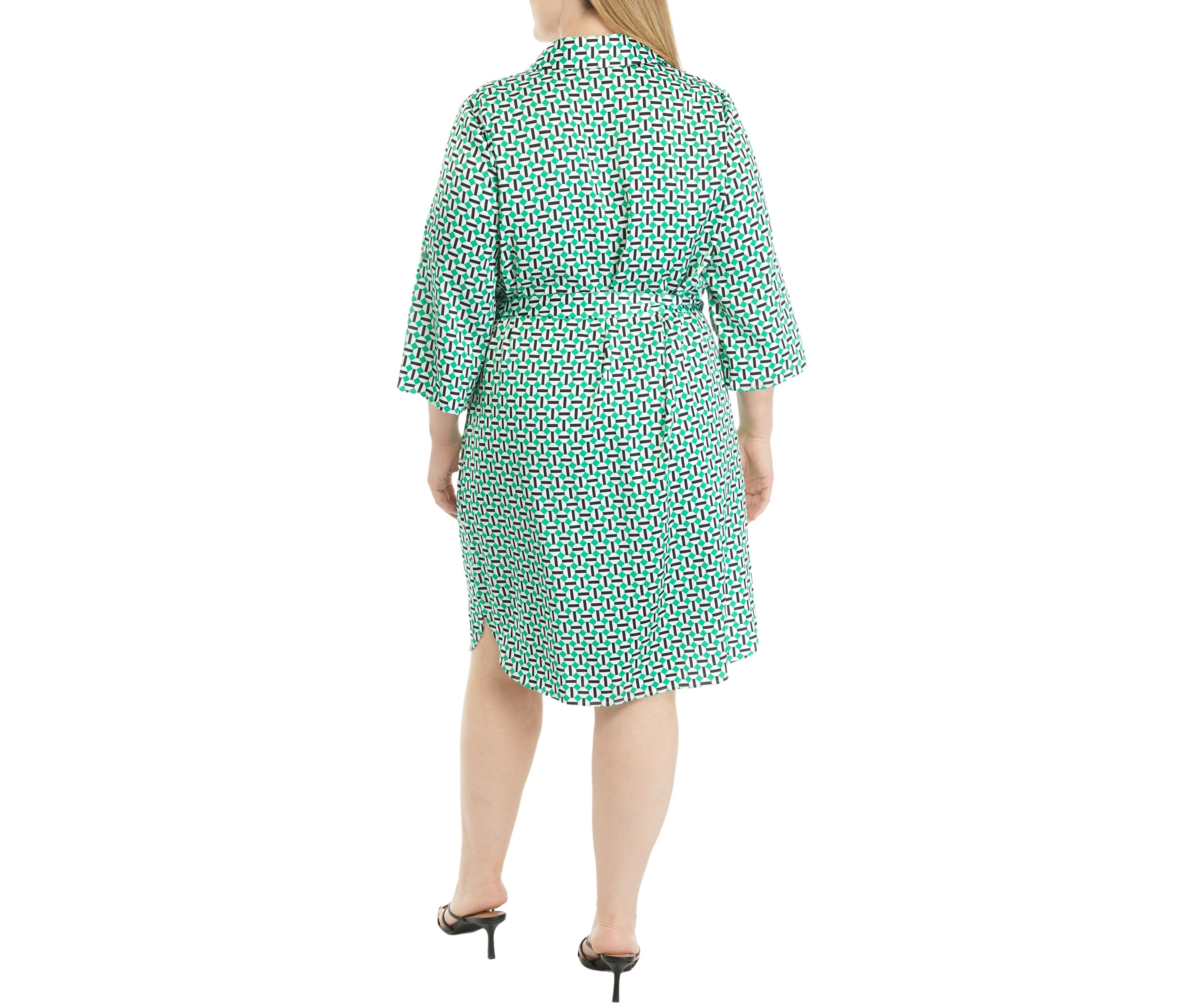 Plus Size Elbow Sleeve Shirtdress