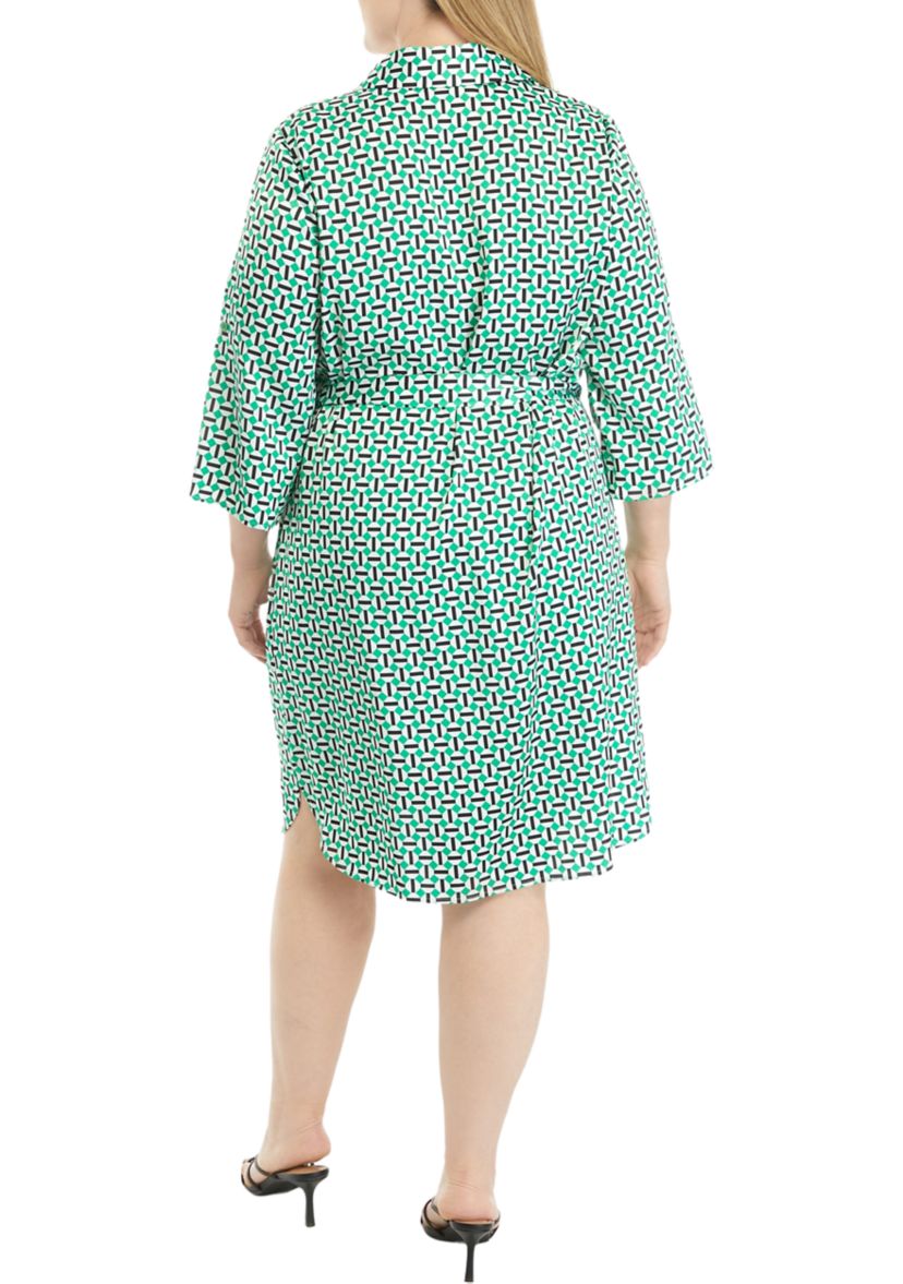 Plus Size Elbow Sleeve Shirtdress