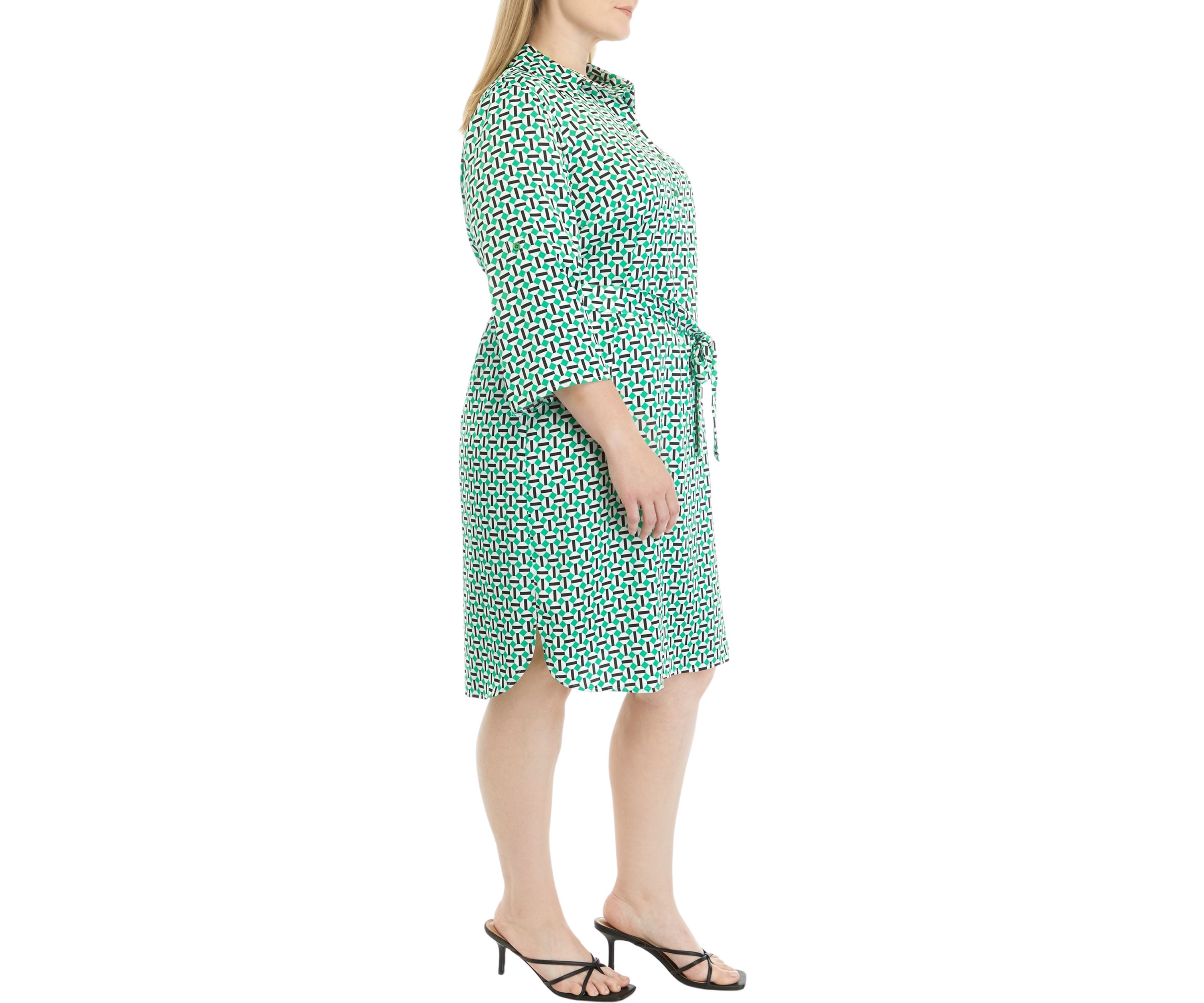 Plus Size Elbow Sleeve Shirtdress