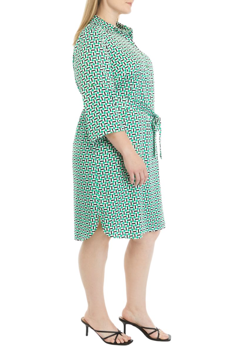 Plus Size Elbow Sleeve Shirtdress
