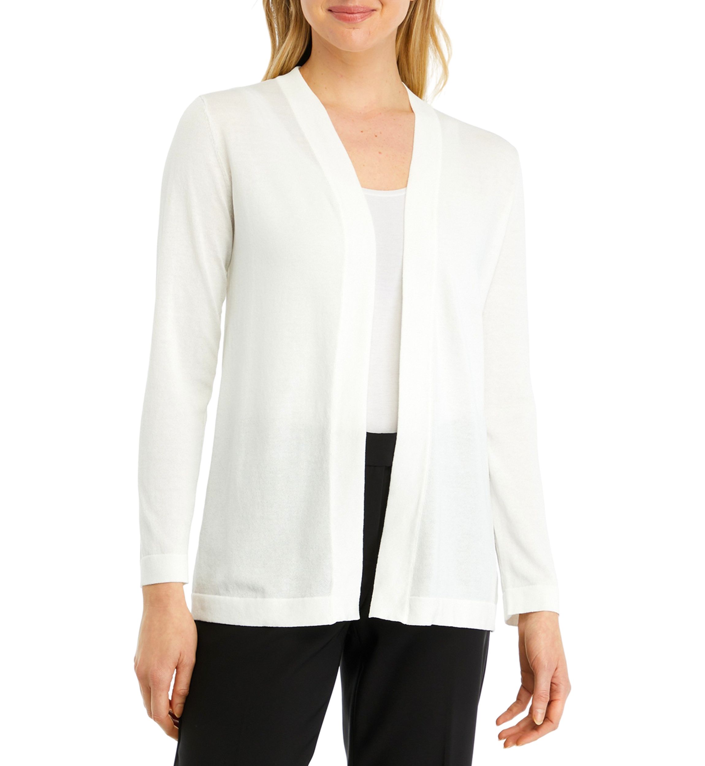 Petite Long Sleeve Open Front Cardigan