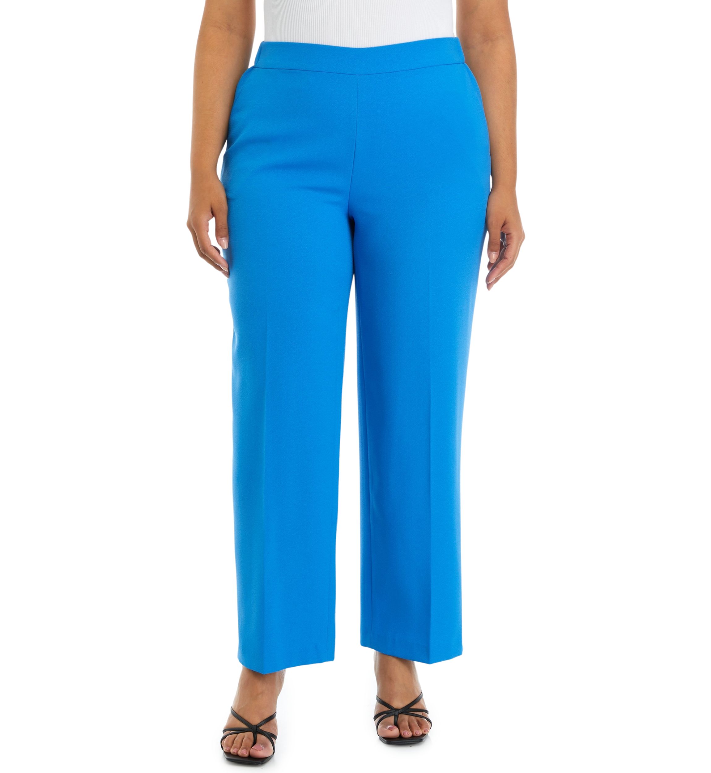 Plus Size Crepe Pull On Wide Leg Pants