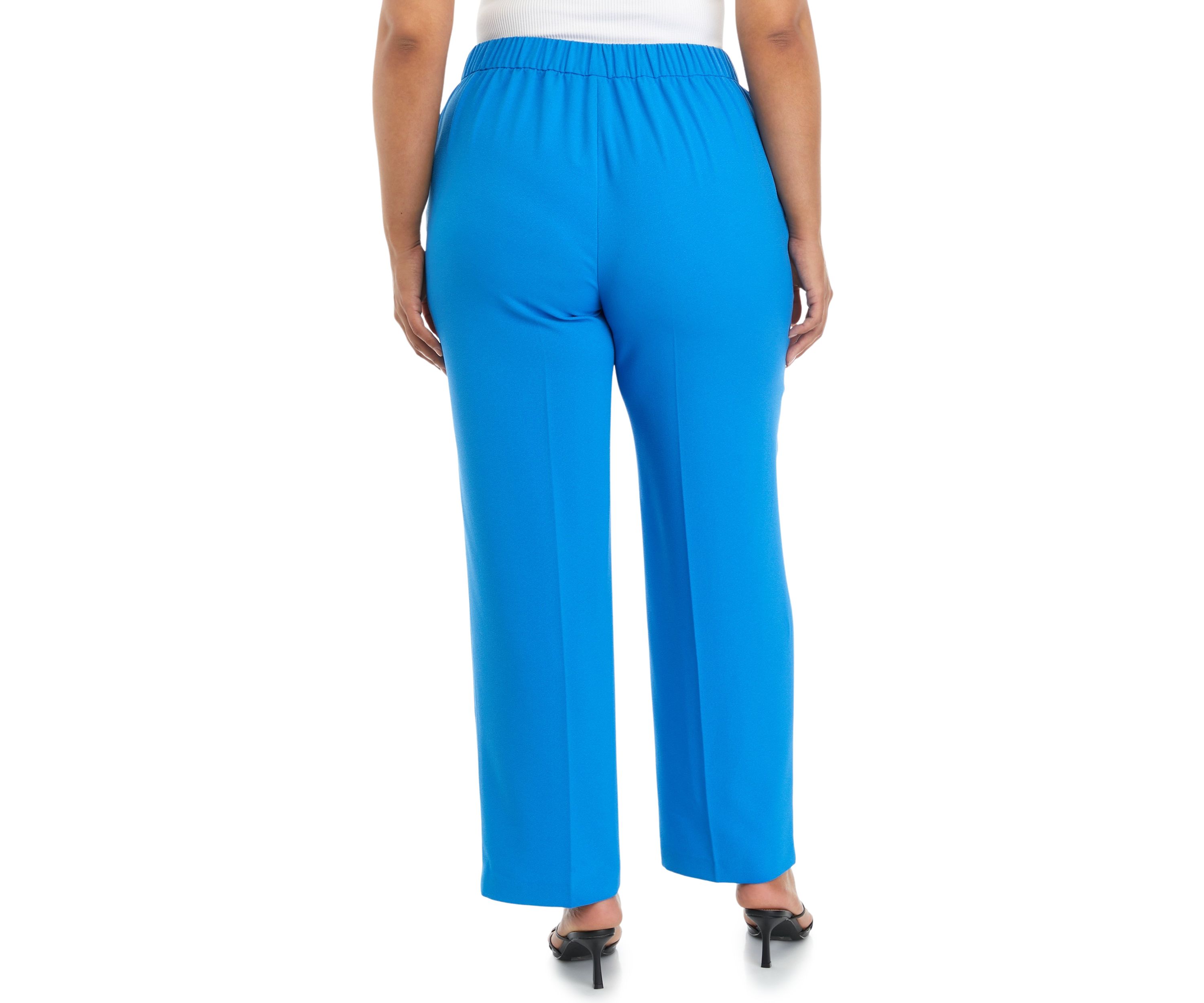 Plus Size Crepe Pull On Wide Leg Pants