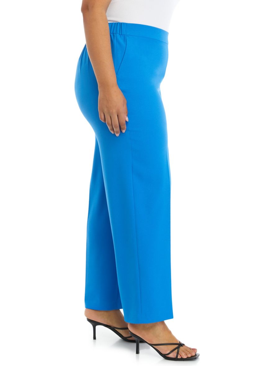 Plus Size Crepe Pull On Wide Leg Pants