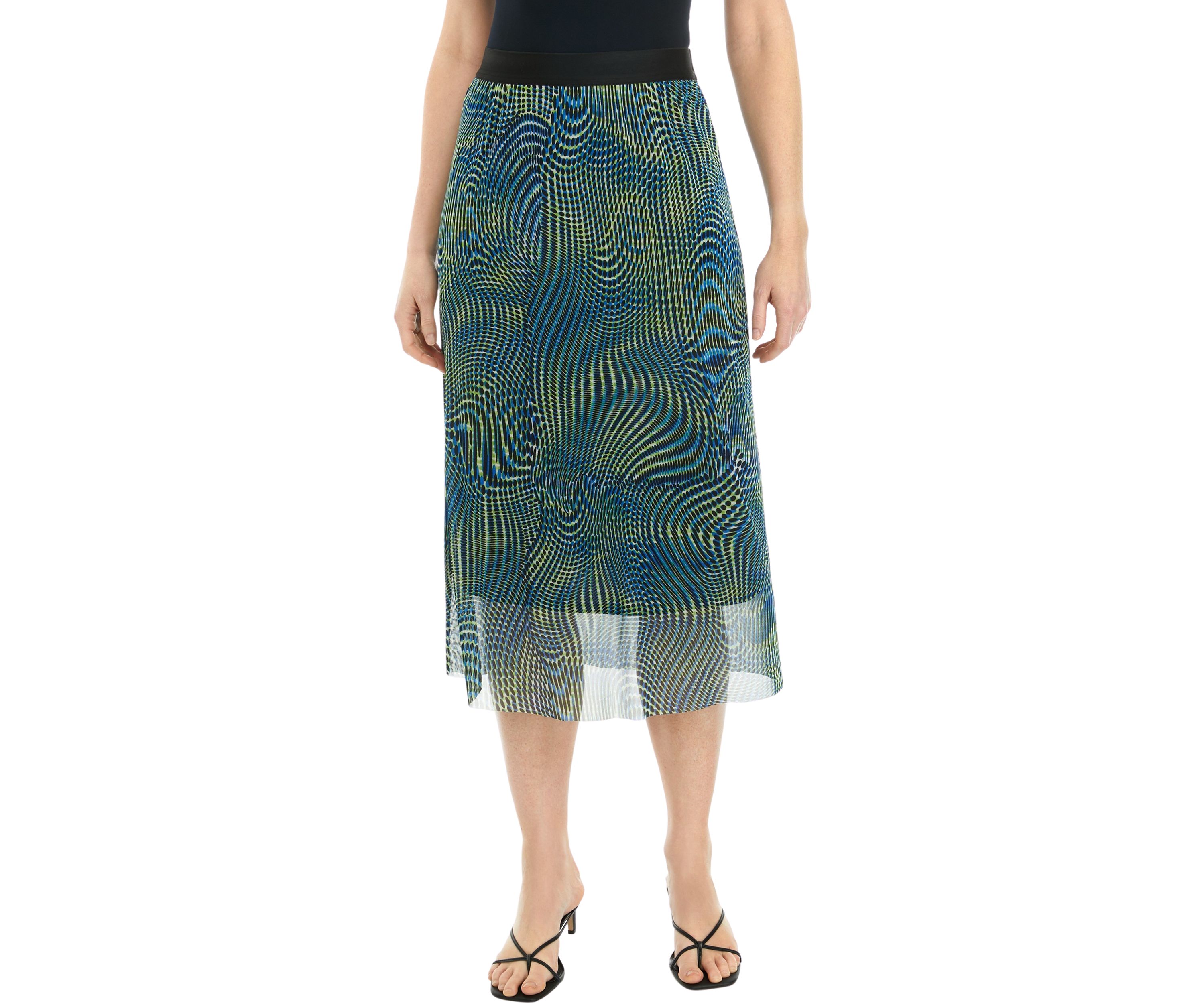 Womens Swirl Print Mesh Pull On Skirt
