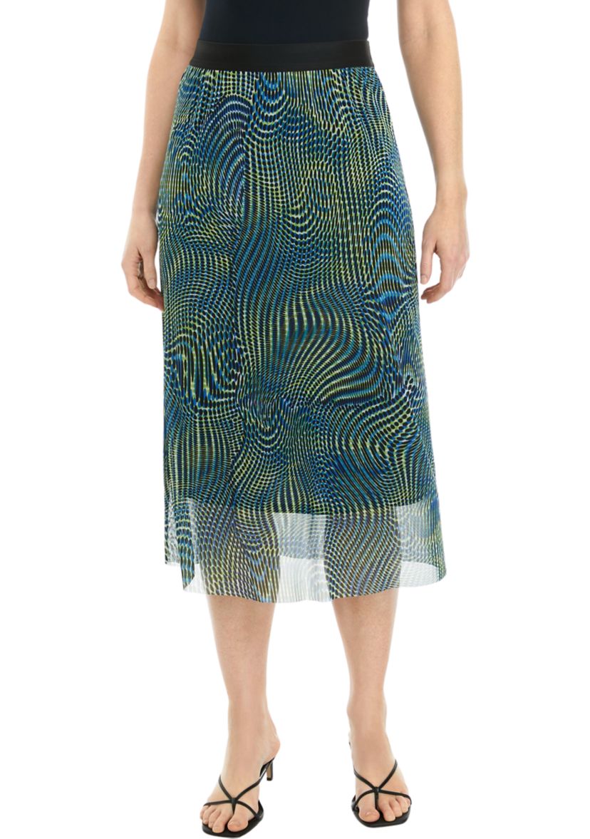 Womens Swirl Print Mesh Pull On Skirt
