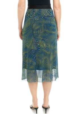 Women's Swirl Print Mesh Pull On Skirt