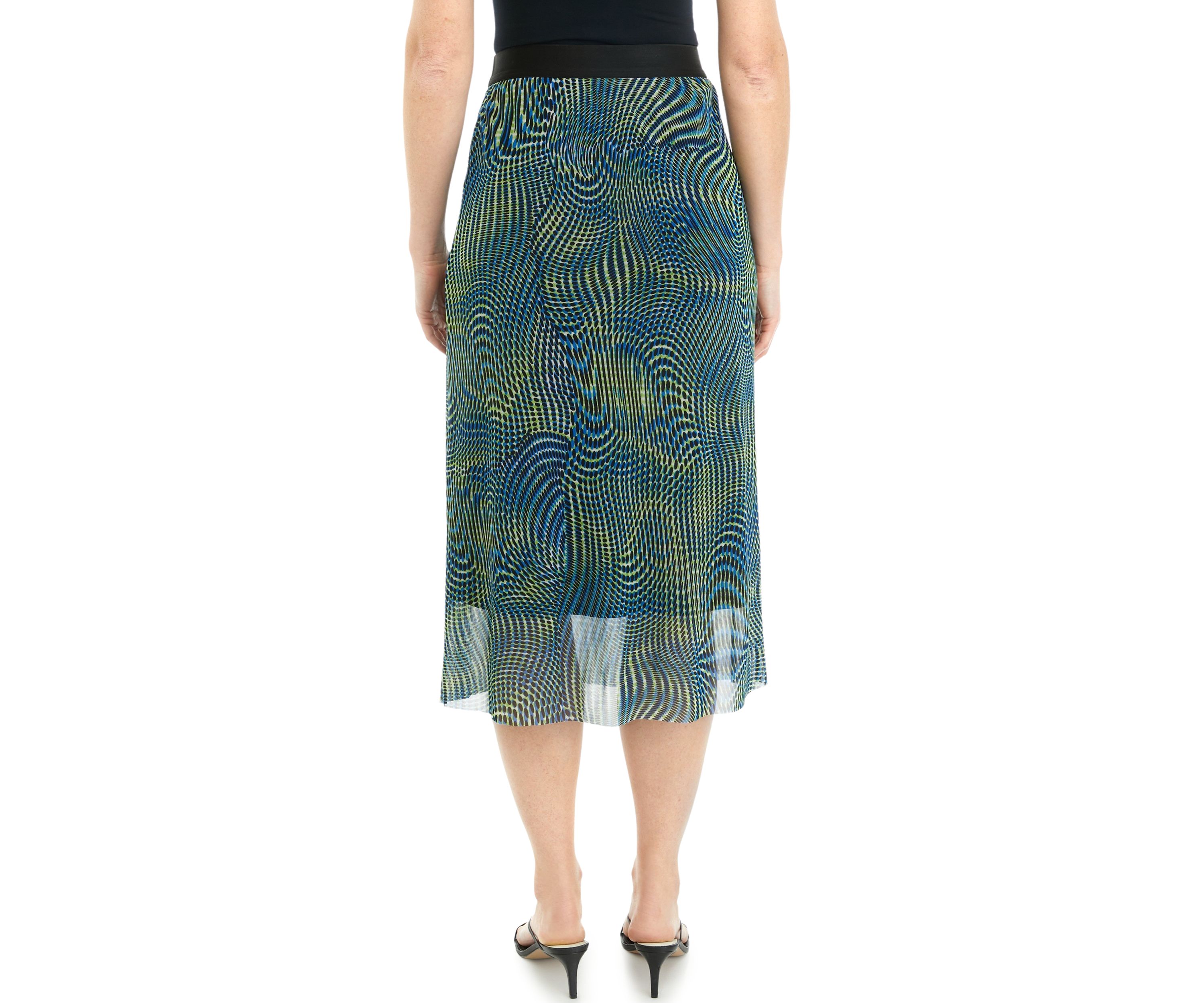 Womens Swirl Print Mesh Pull On Skirt