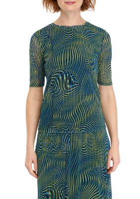 THE LIMITED Women's Swirl Print Short Sleeve Mesh T-Shirt