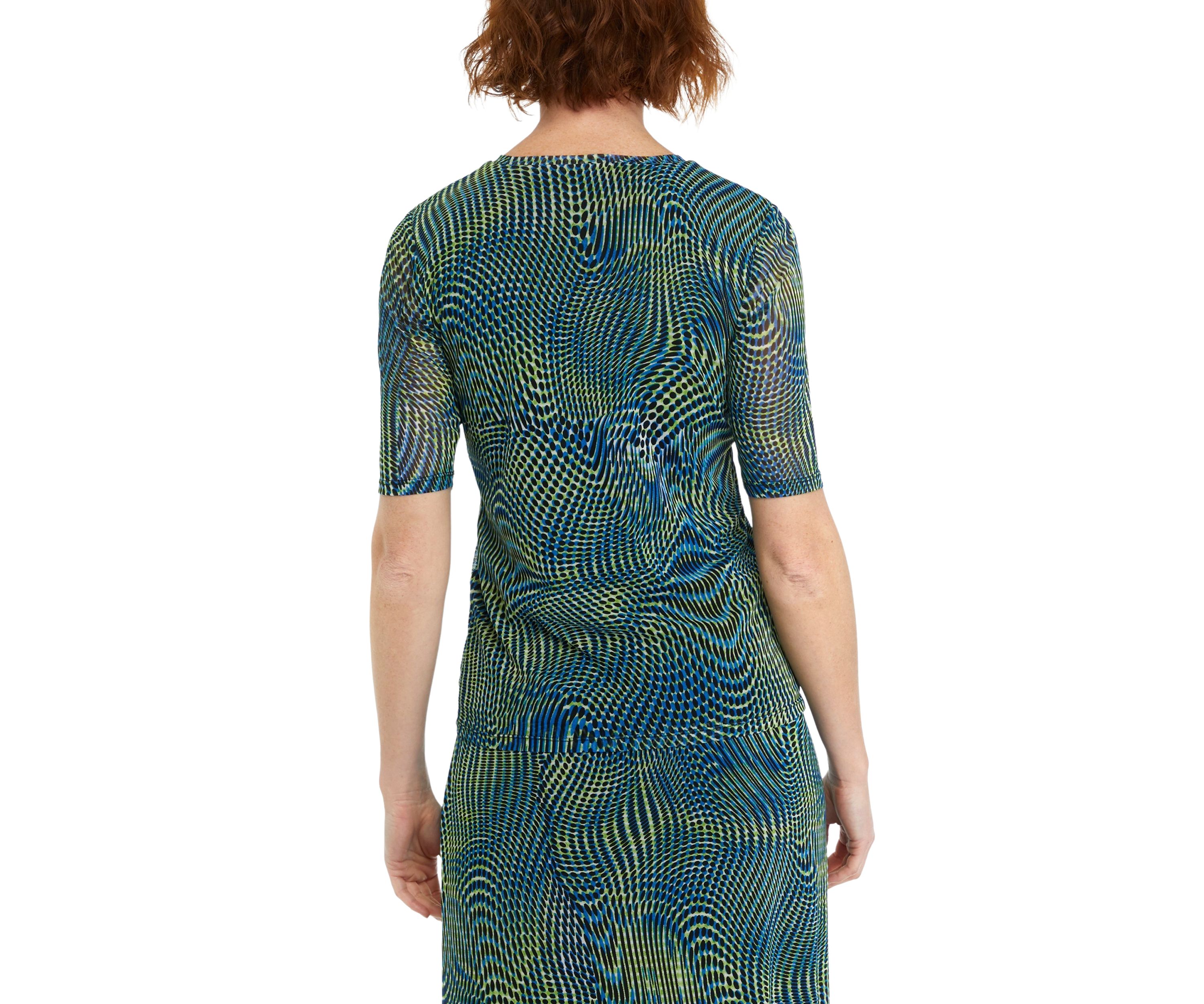 Womens Swirl Print Short Sleeve Mesh T-Shirt