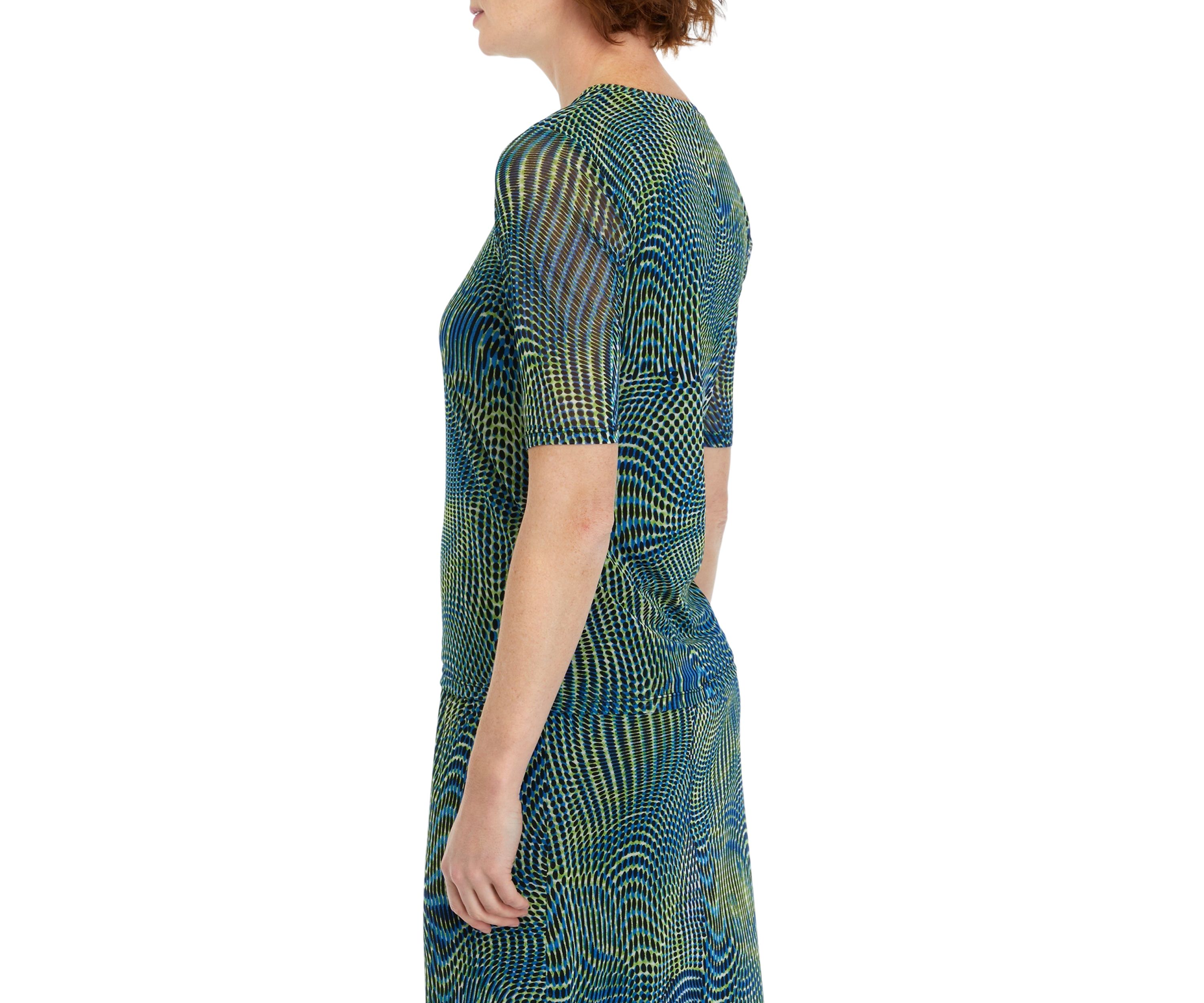 Womens Swirl Print Short Sleeve Mesh T-Shirt