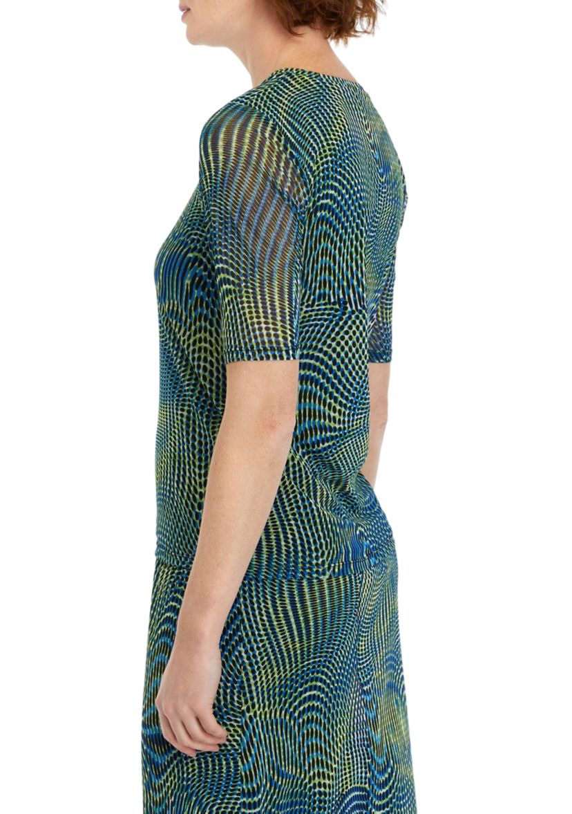 Womens Swirl Print Short Sleeve Mesh T-Shirt