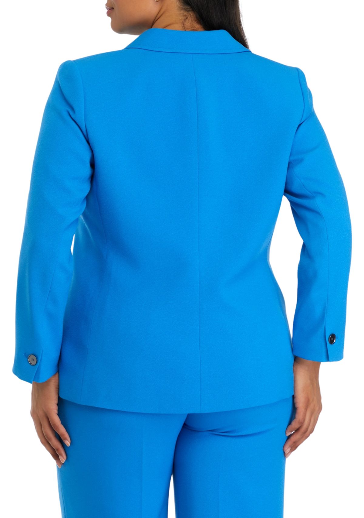 Plus Size Crepe One Button Patch Pocket Jacket