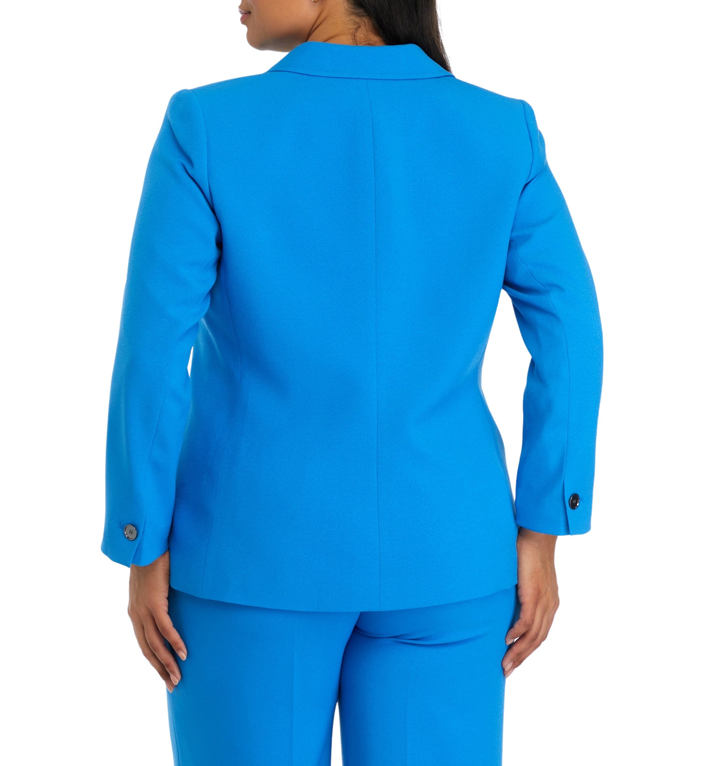 Plus Size Crepe One Button Patch Pocket Jacket