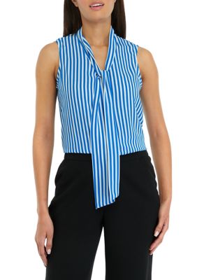 THE LIMITED Women's Striped Tie Neck Blouse | belk