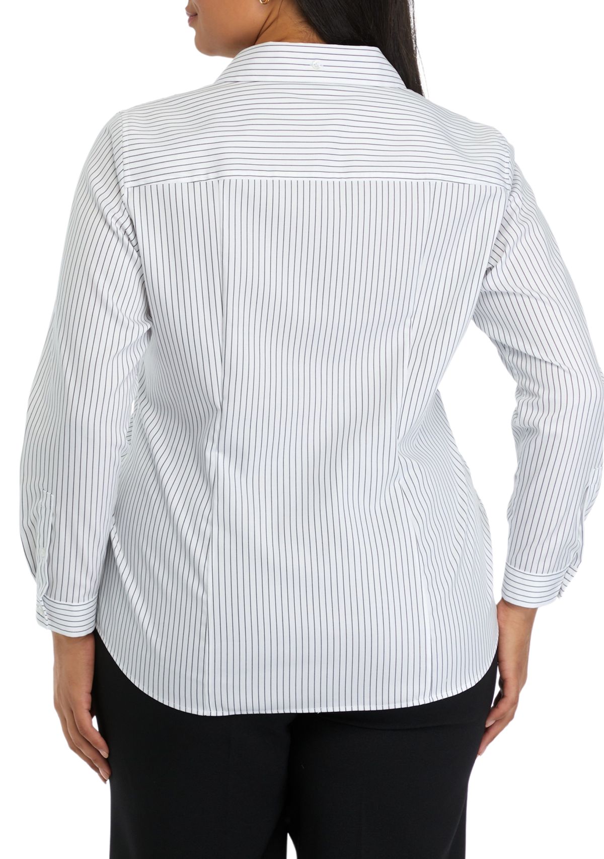 Plus Size Stripe Button Front Shirt