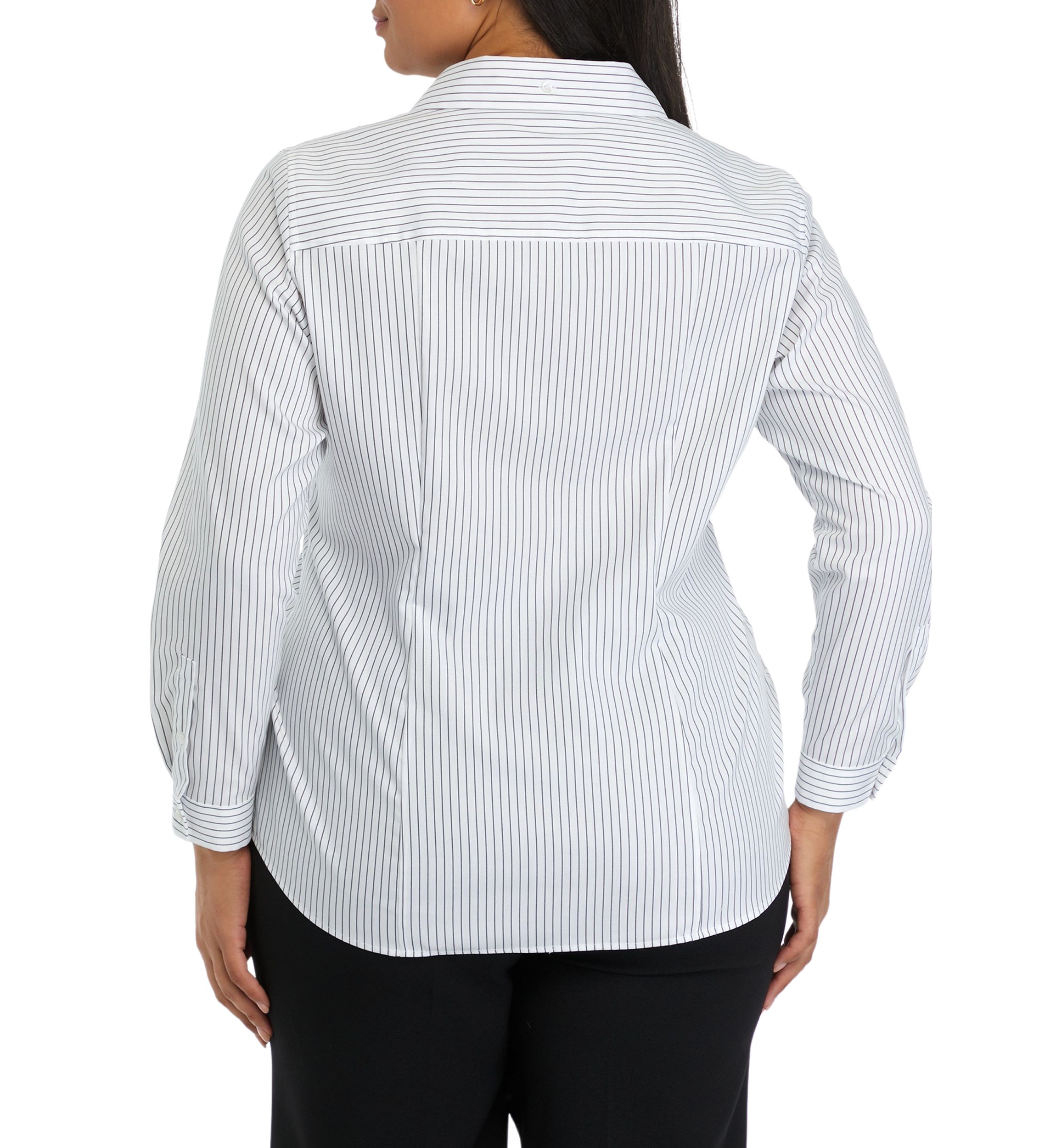 Plus Size Stripe Button Front Shirt