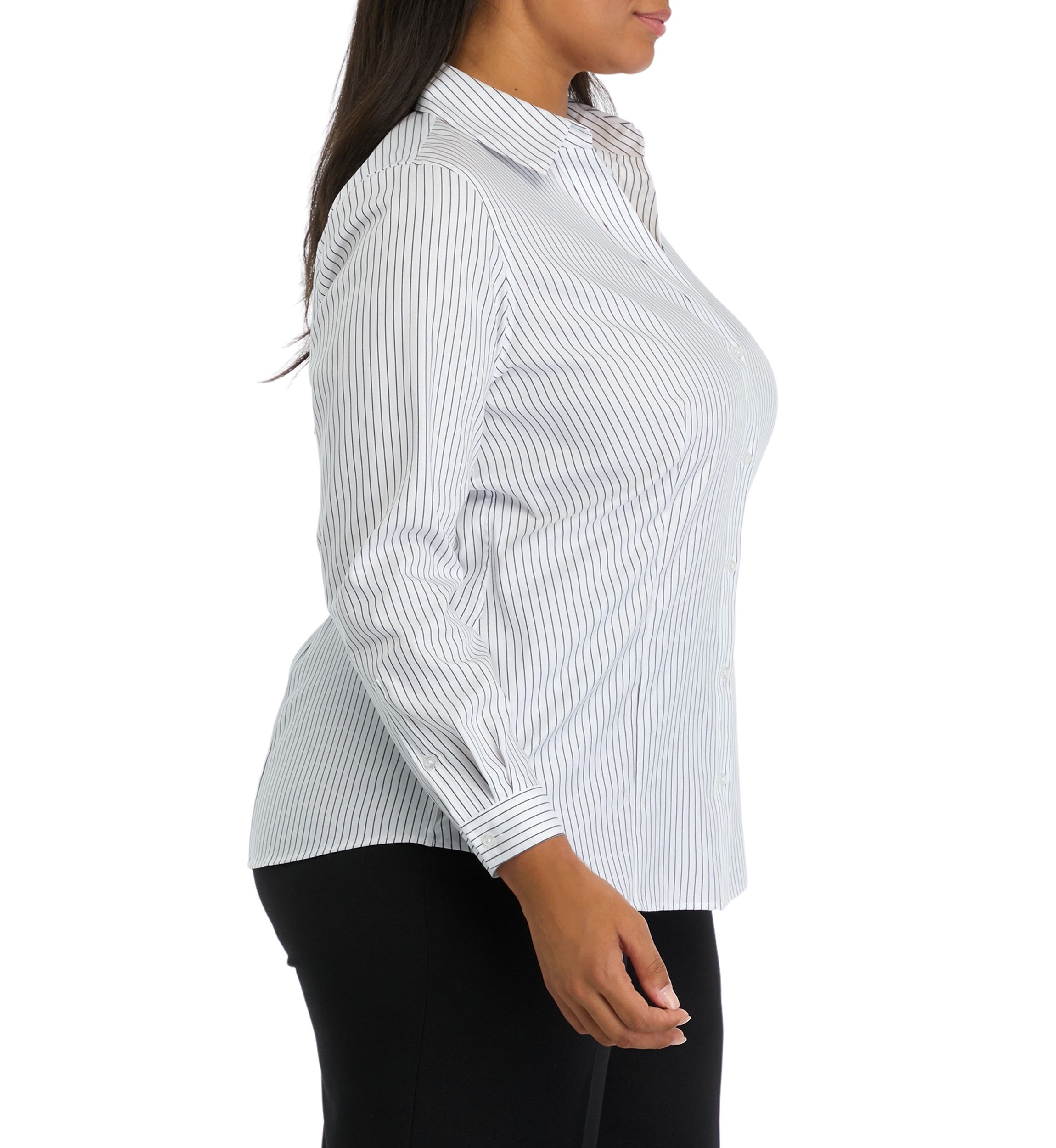 Plus Size Stripe Button Front Shirt