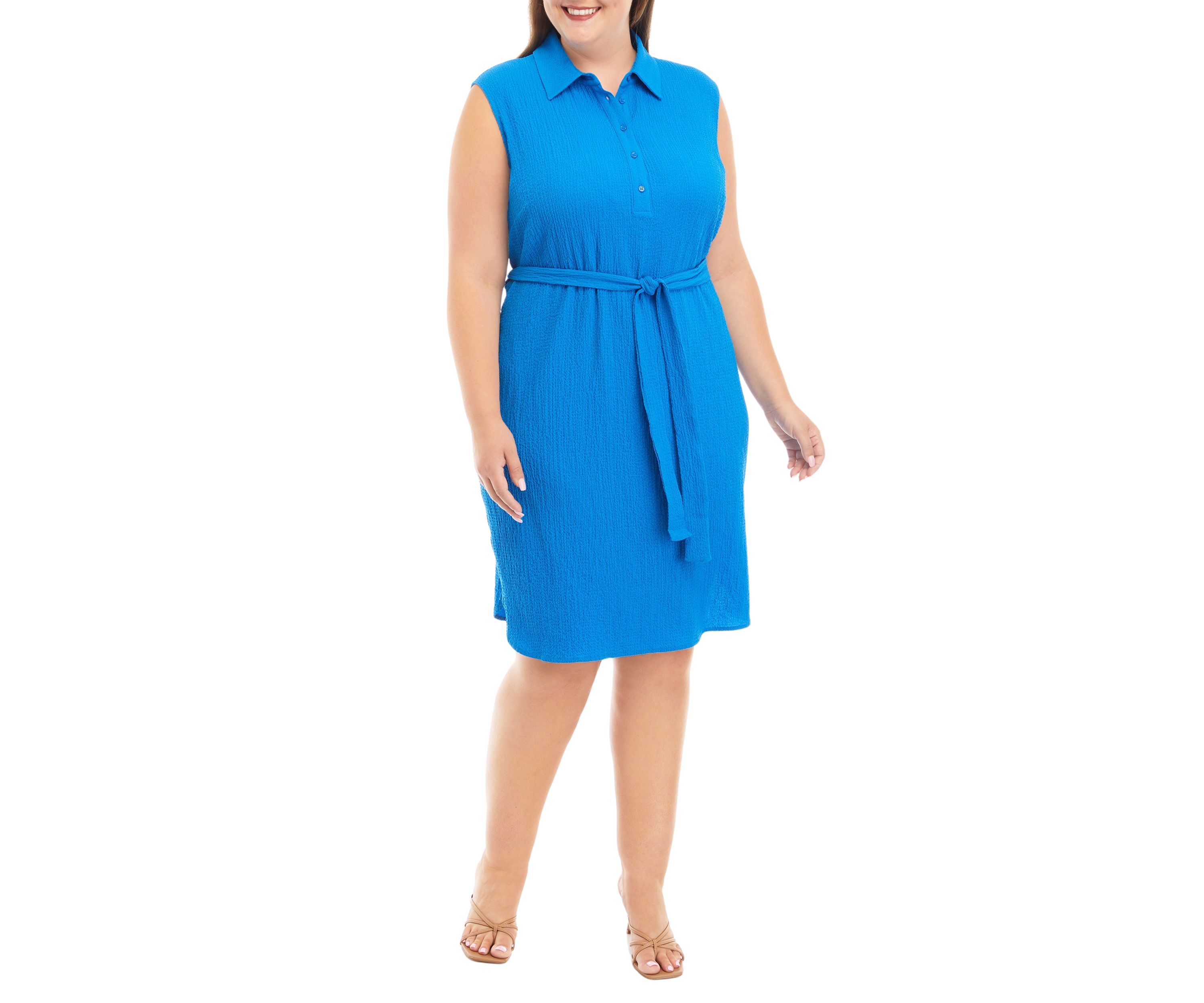 Plus Size Sleeveless Shirtdress