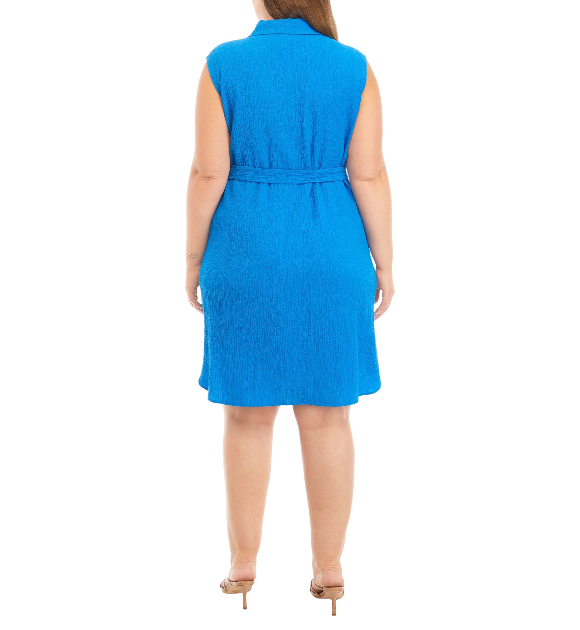 Plus Size Sleeveless Shirtdress