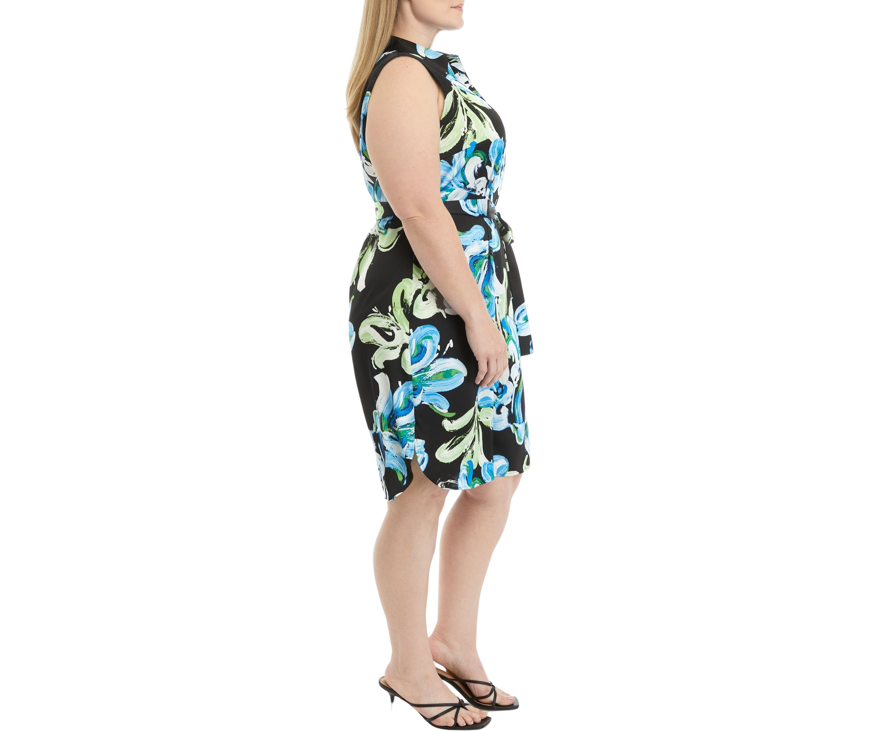 Floral Print Sleeveless Shirt Dress