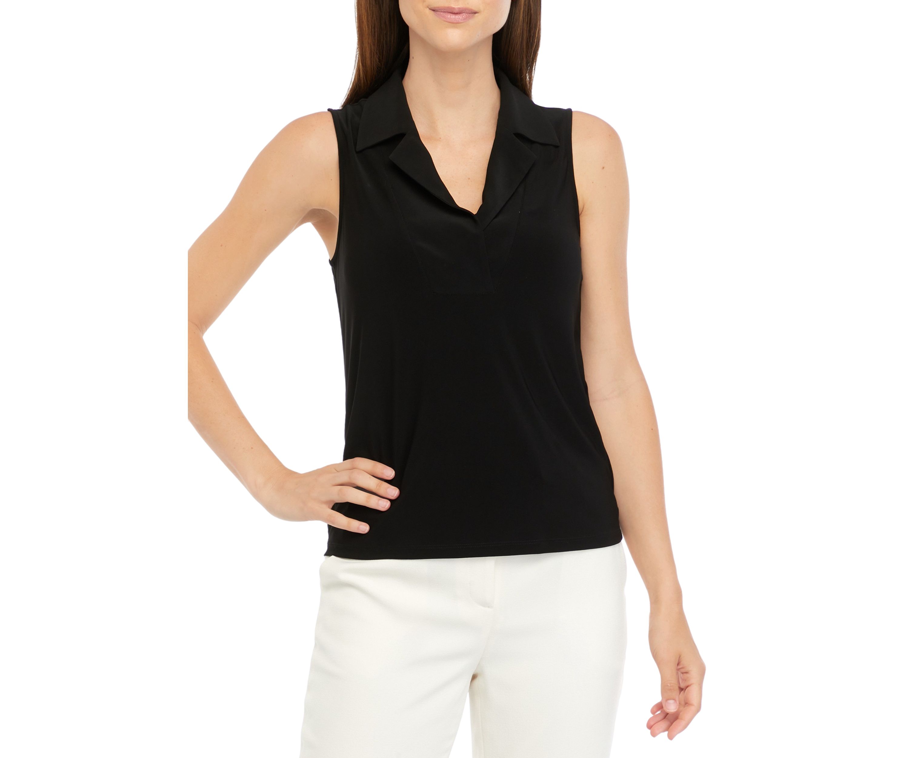 Womens Bib Front Polo Knit Top 